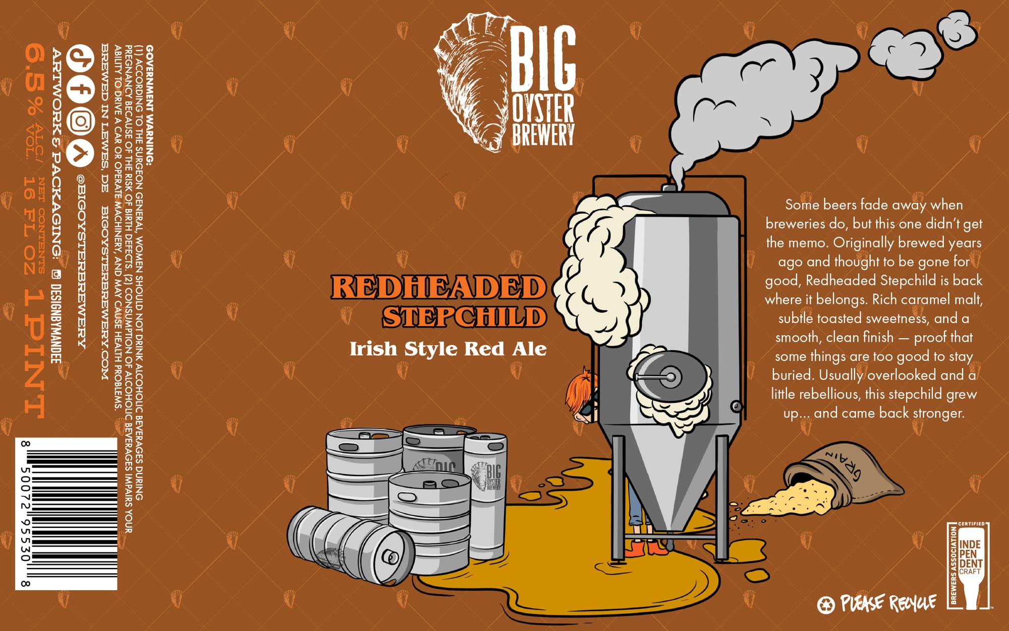 Redheaded Stepchild by Big Oyster Brewery - beer label