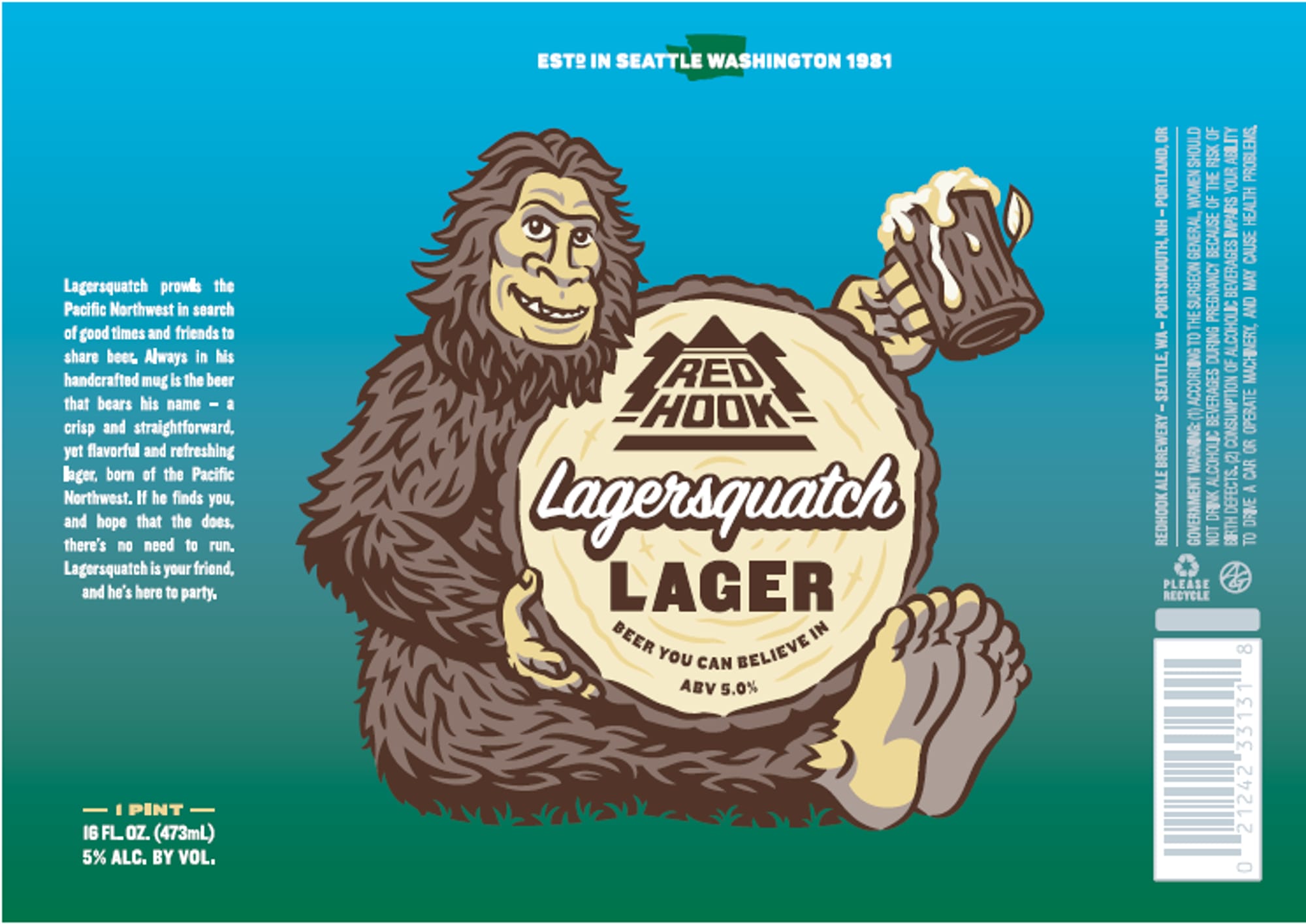 Lagersquatch Lager by Redhook Brewery - beer label
