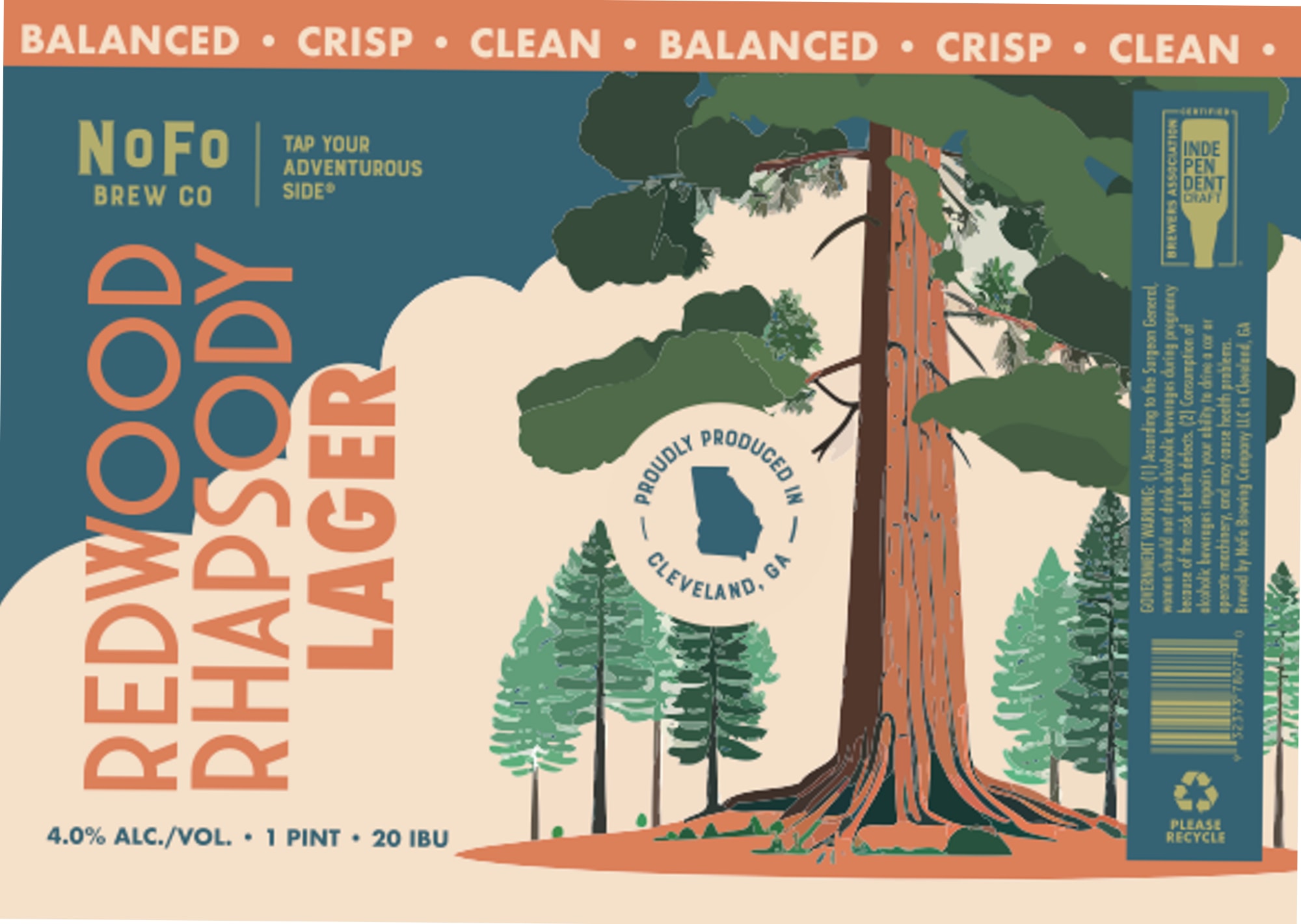 Redwood Rhapsody Lager by NoFo Brew Co. - beer label