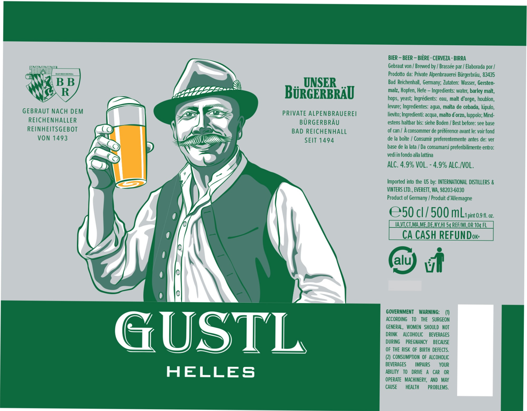 Reichhaller Helles by Privat Alpenbrauerei Bürgerbräu - beer label
