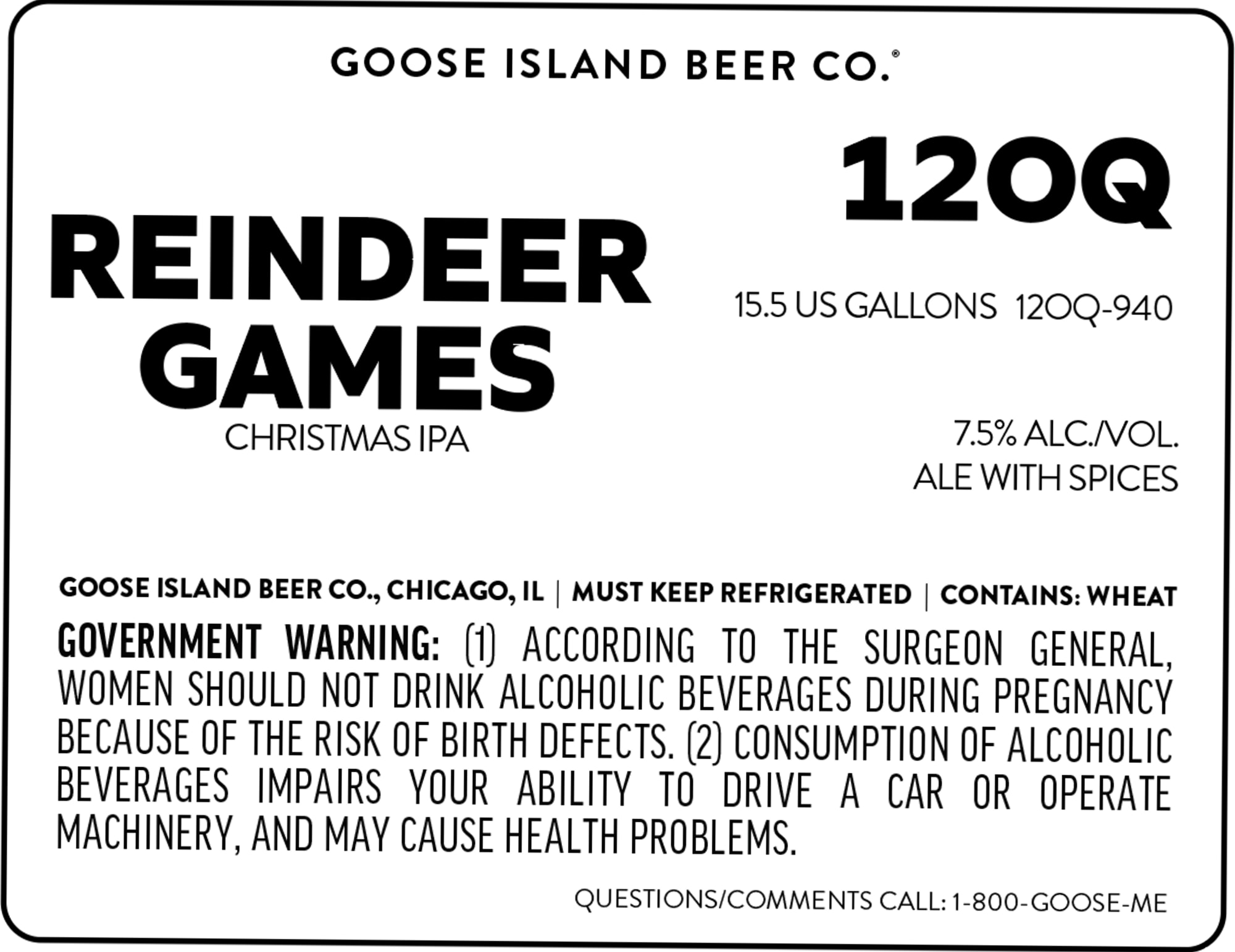 Reindeer Games by Goose Island Beer Co. - beer label