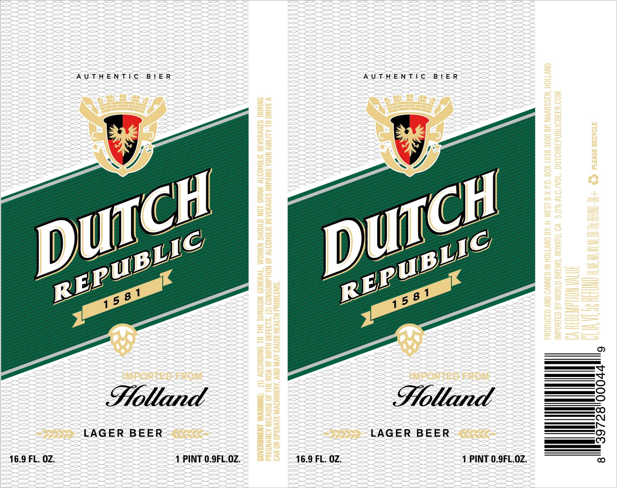Lager Beer by Dutch Republic - beer label