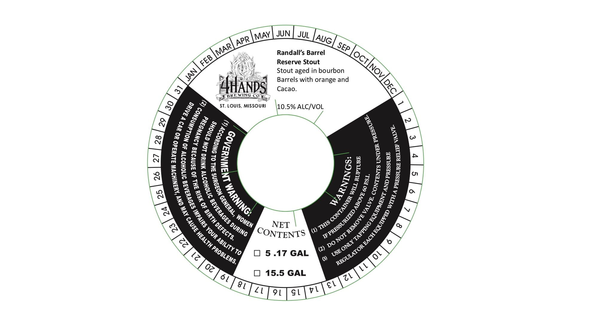 Reserve Stout by 4 Hands Brewing Co. - beer label