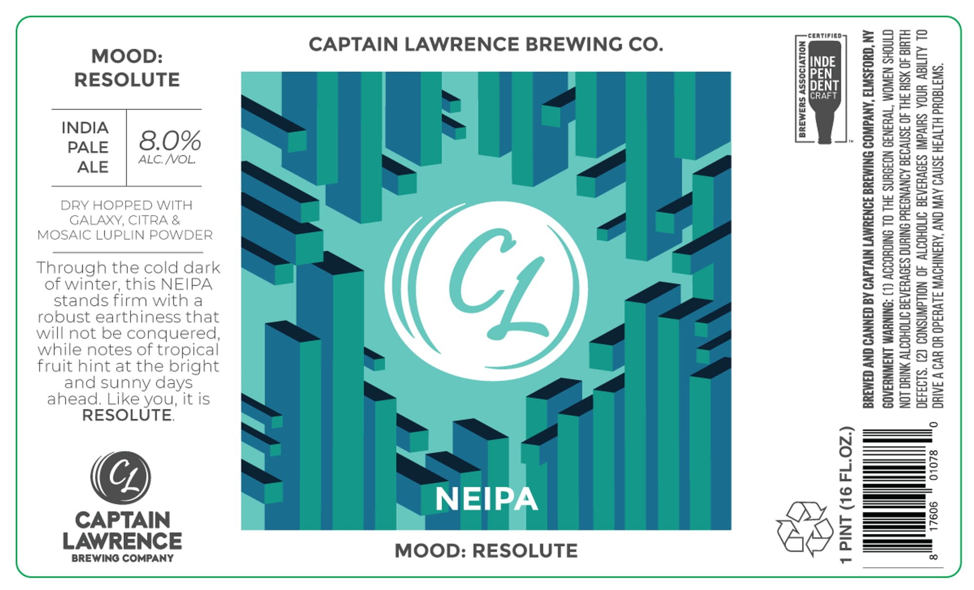 Resolute by Captain Lawrence Brewing Co. - beer label