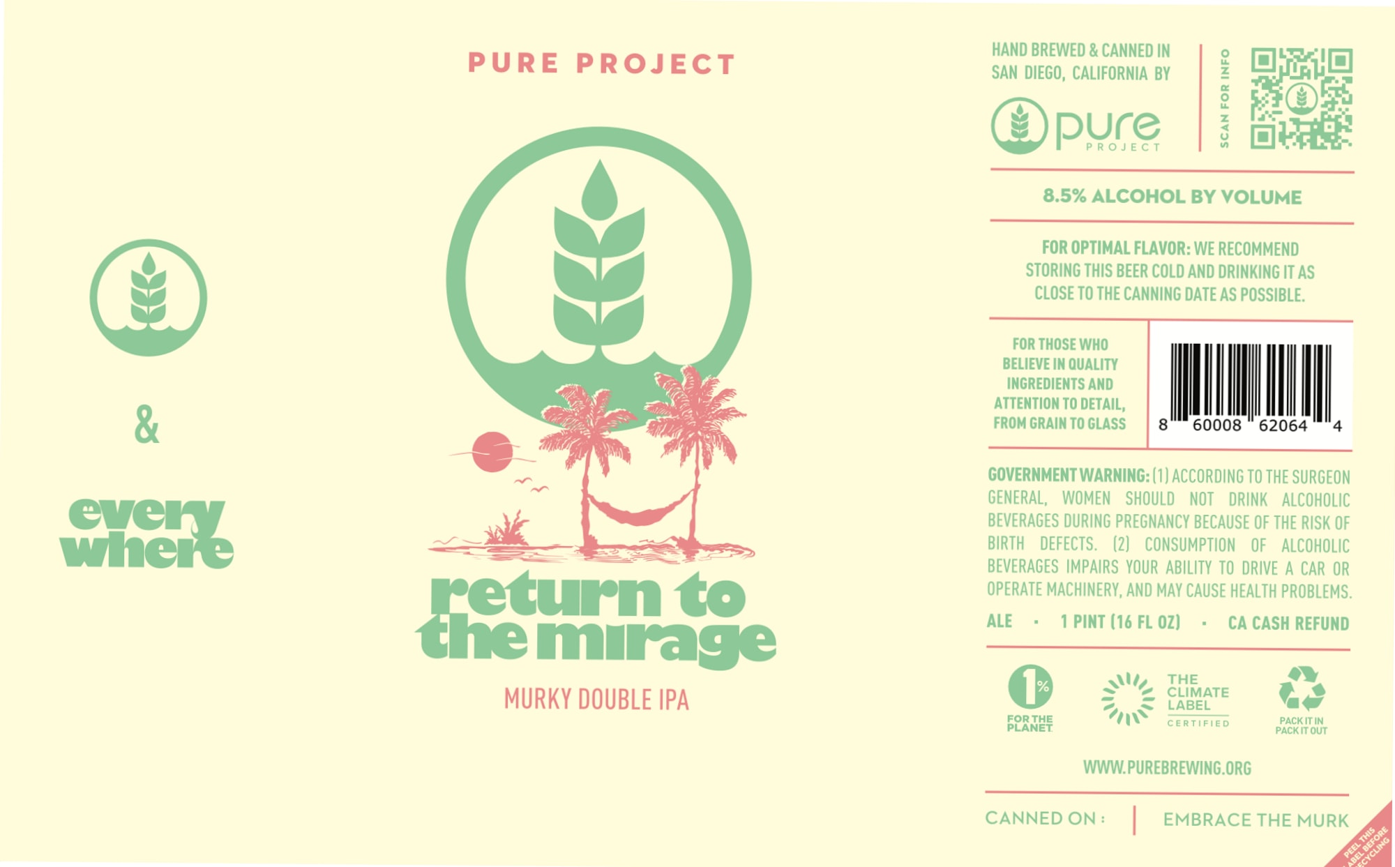 return to the mirage by Pure Project - beer label