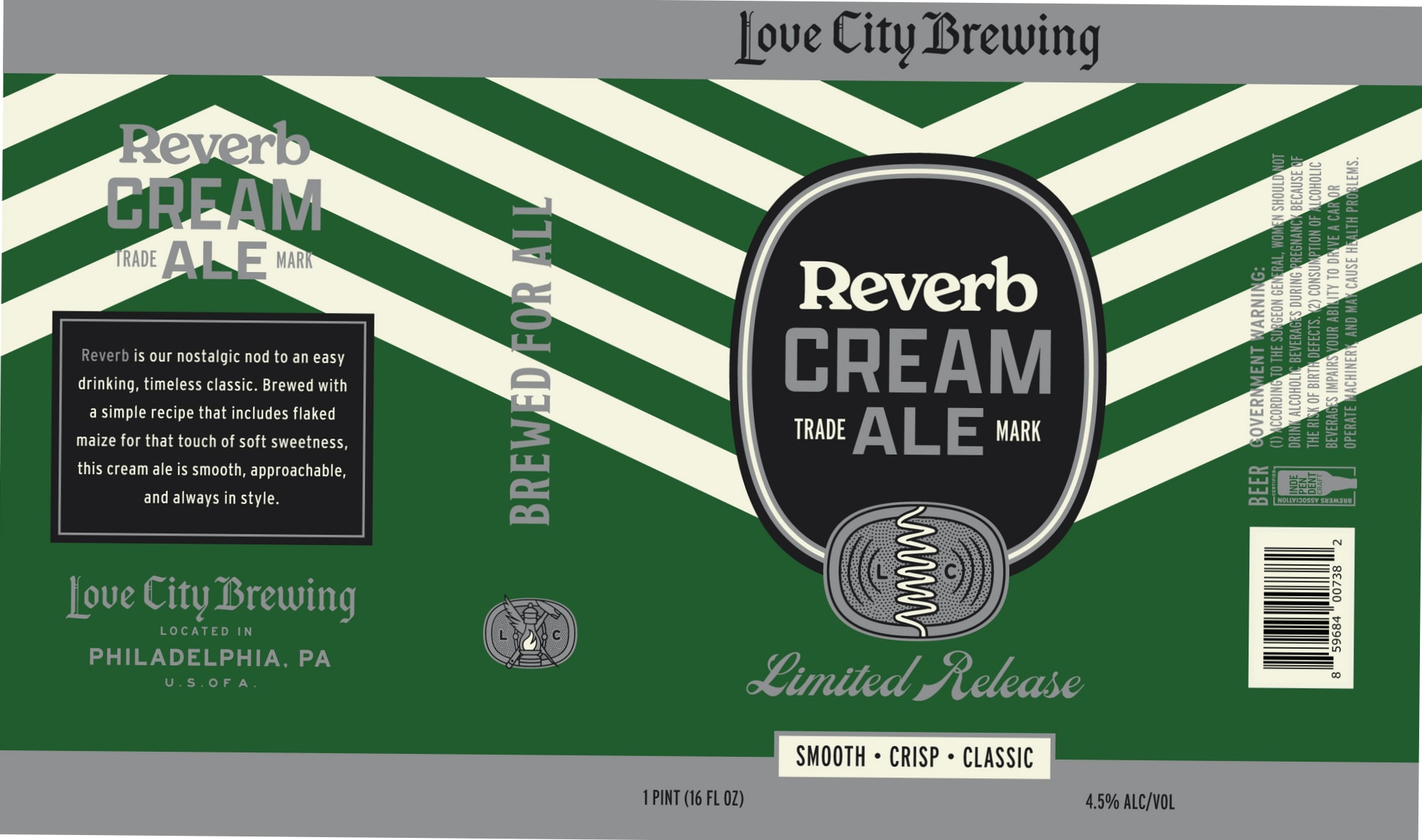 Reverb Cream Ale by Love City Brewing - beer label