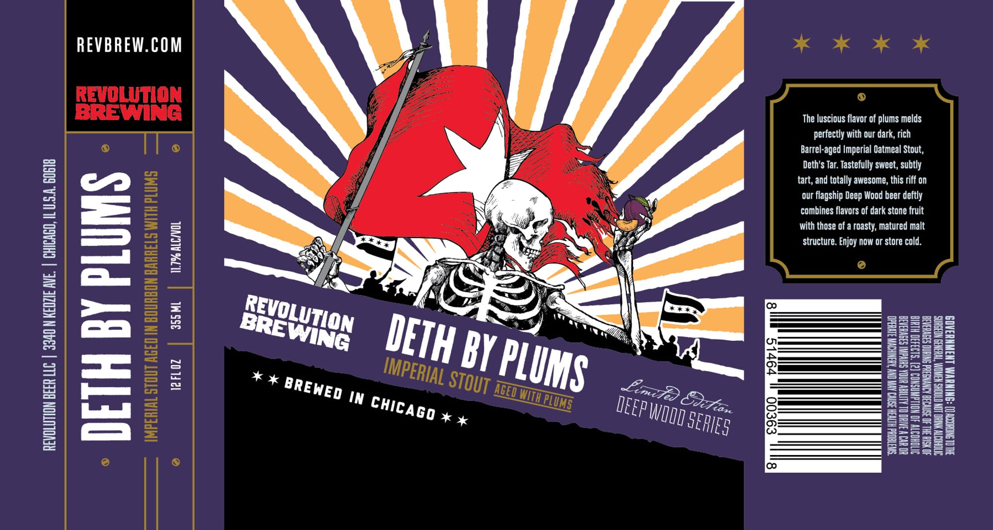 Deth by Plums by Revolution Brewing - beer label