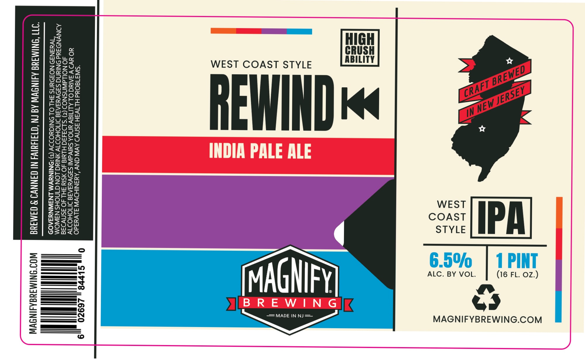 Rewind IPA by Magnify Brewing - beer label