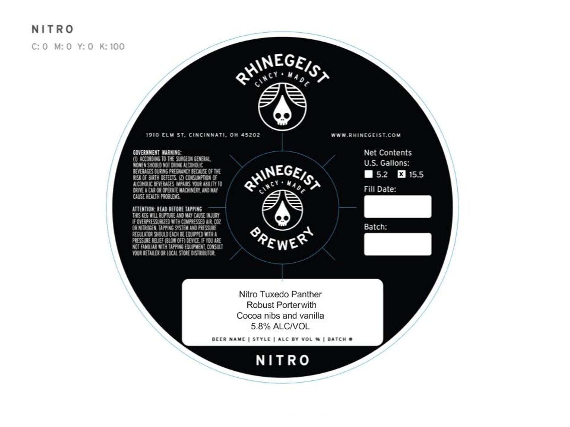Nitro Tuxedo Panther by Rhinegeist Brewery - beer label