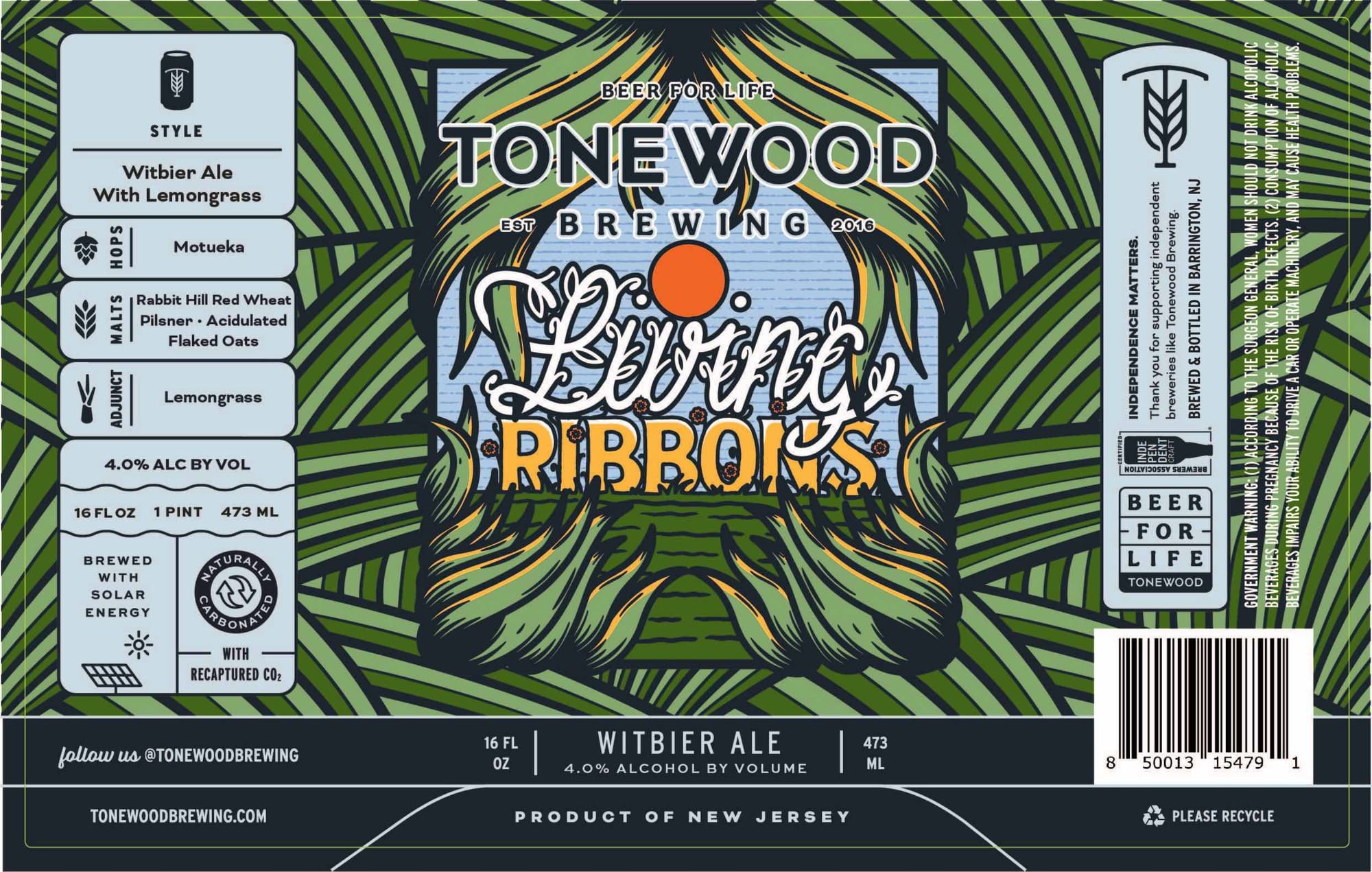 Ribbons by Tonewood Brewing - beer label