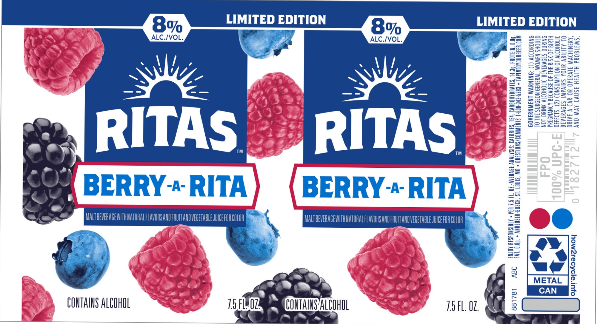 Ritas Berry-A-Rita by Anheuser-Busch - beer label