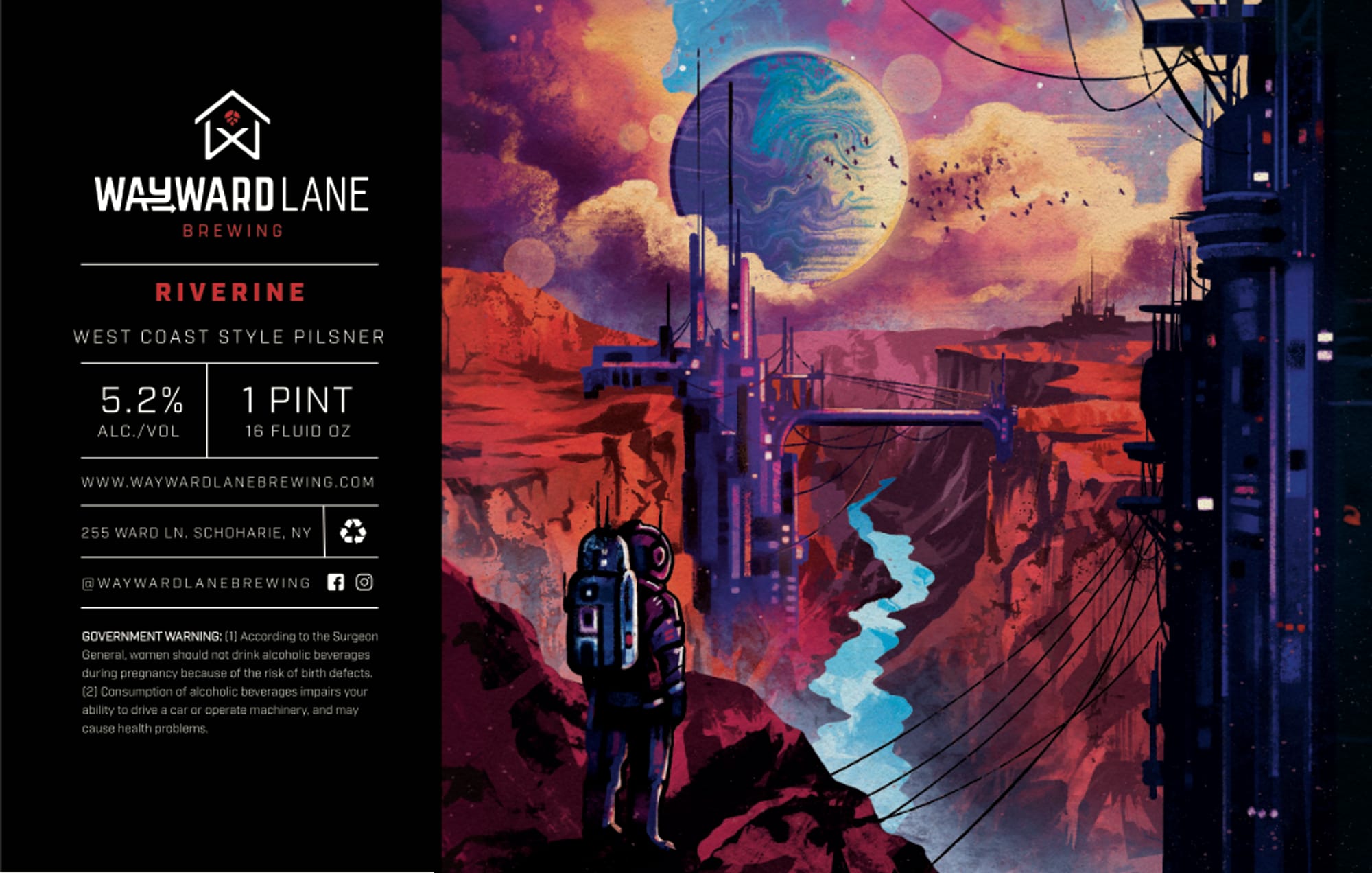 Riverine by Wayward Lane Brewing - beer label