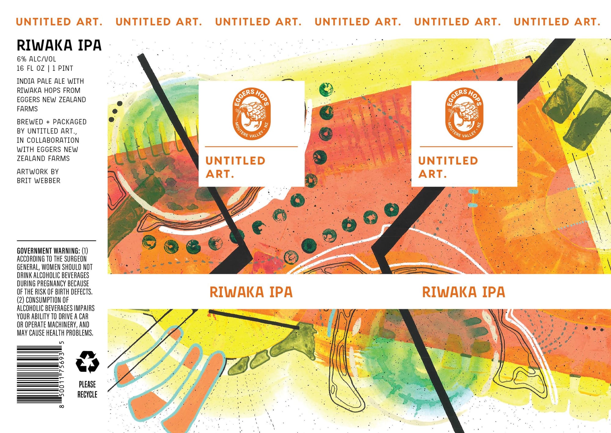 Riwaaka IPA by Untitled Art. - beer label