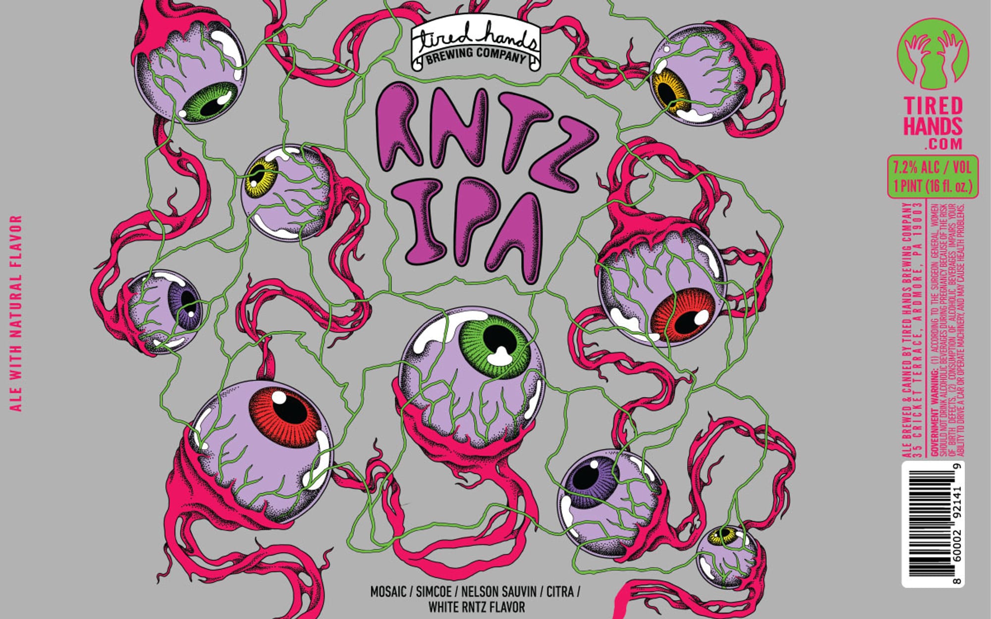RNTZ IPA by Tired Hands Brewing Company - beer label