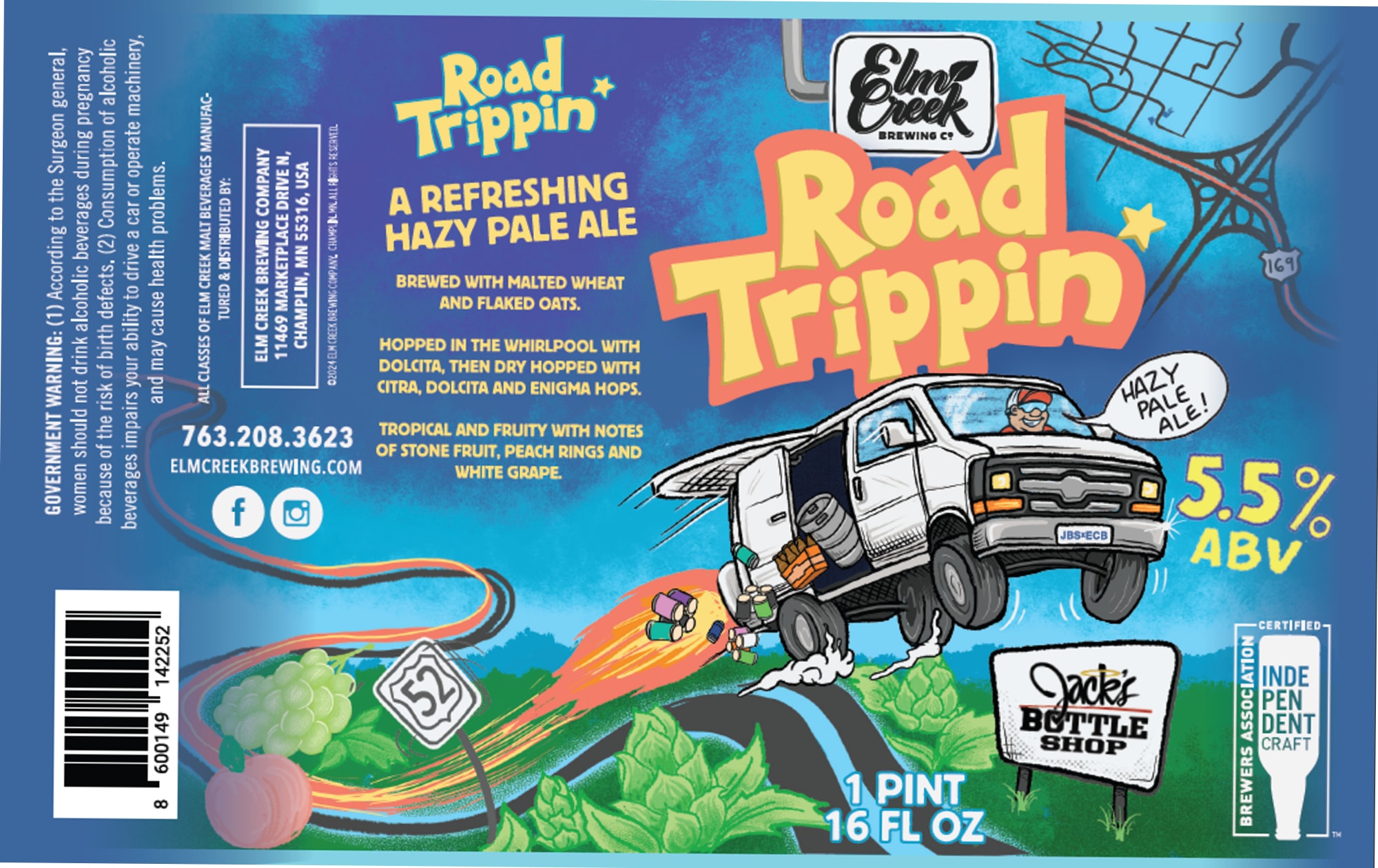 Road Trippin’ by Elm Creek Brewing Co. - beer label