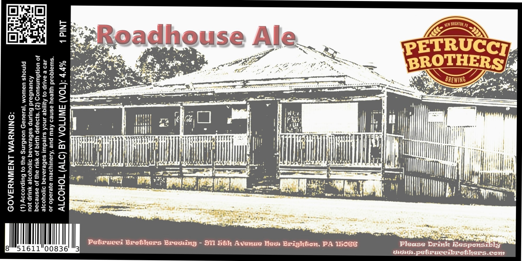 Roadhouse Ale by Petrucci Brothers Brewing - beer label