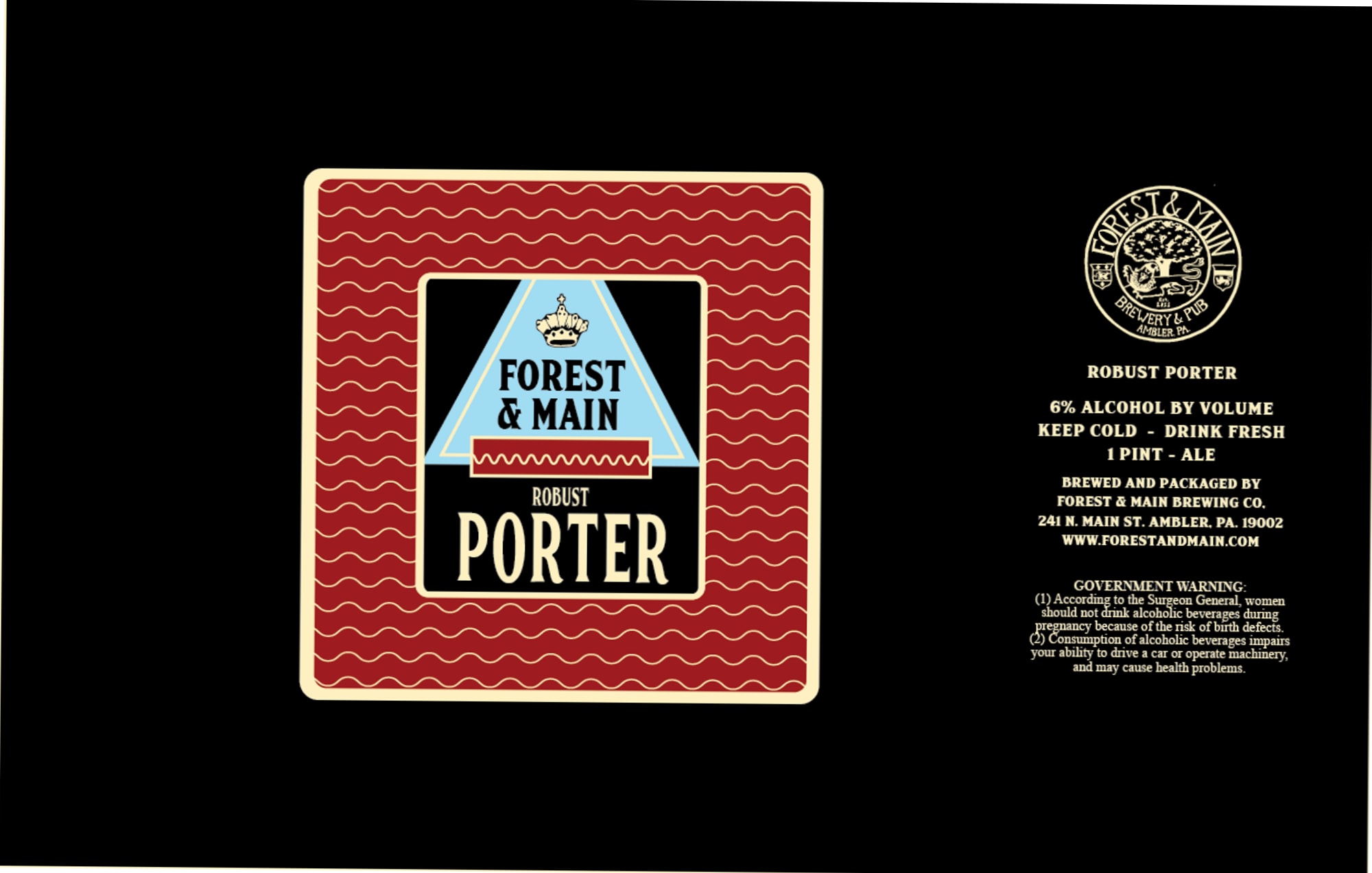 Robust Porter by Forest & Main Brewing Co. - beer label