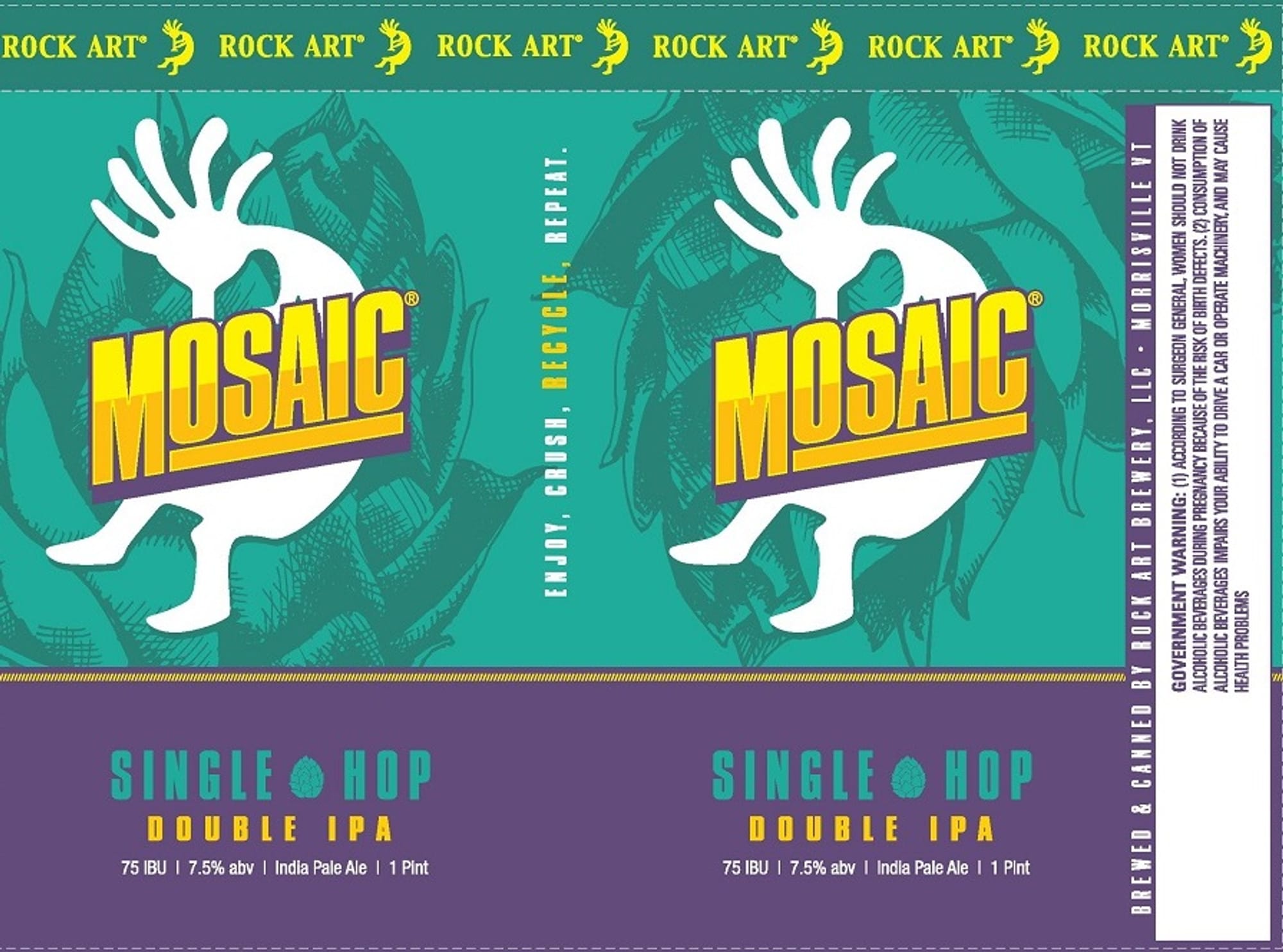Mosaic Single Hop Double IPA by Rock Art Brewery - beer label