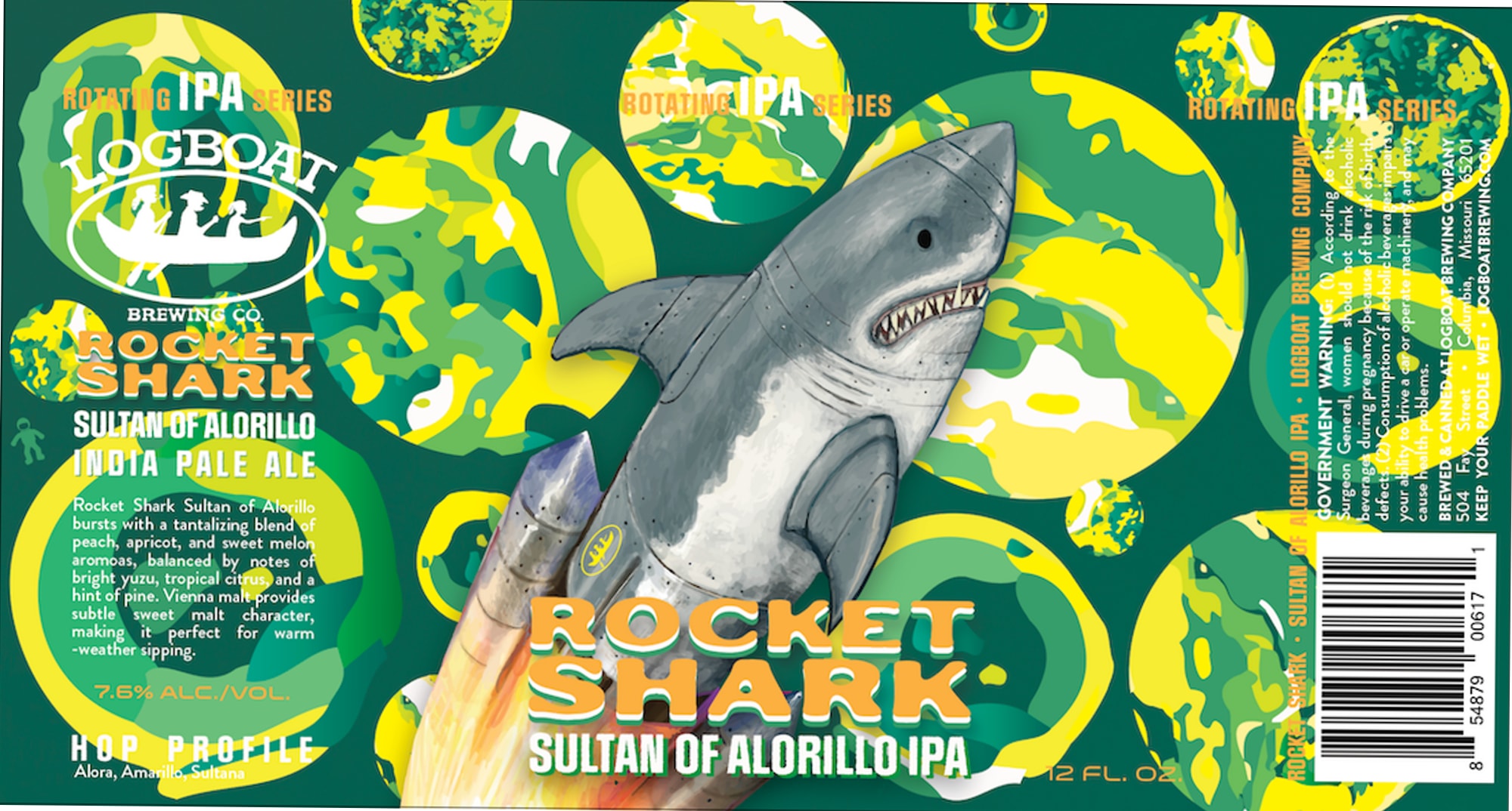 Rocket Shark Sultan of Alorillo IPA by Rocket Brewing Company - beer label