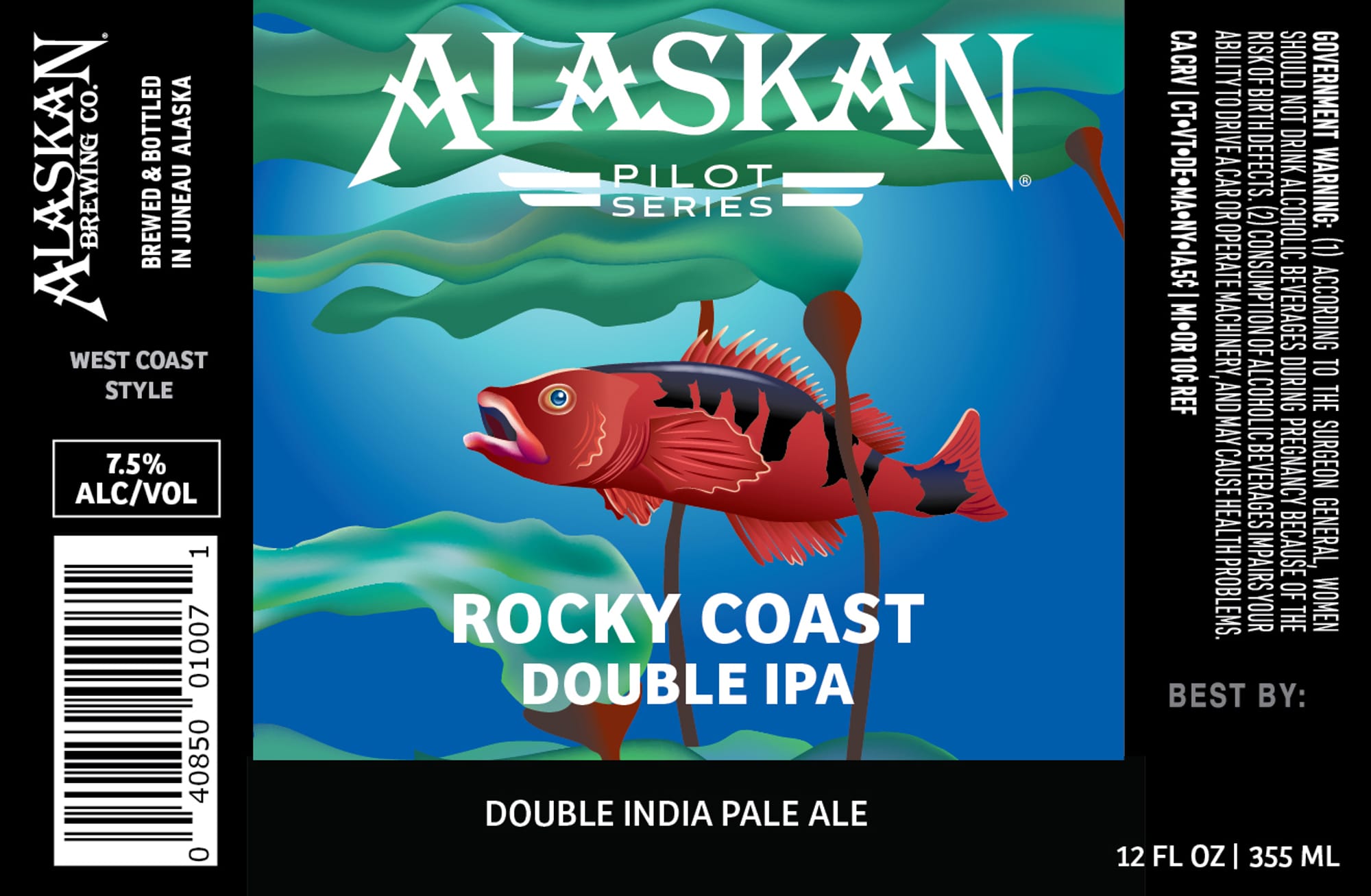 Rocky Coast Double IPA by Alaskan Brewing Co. - beer label