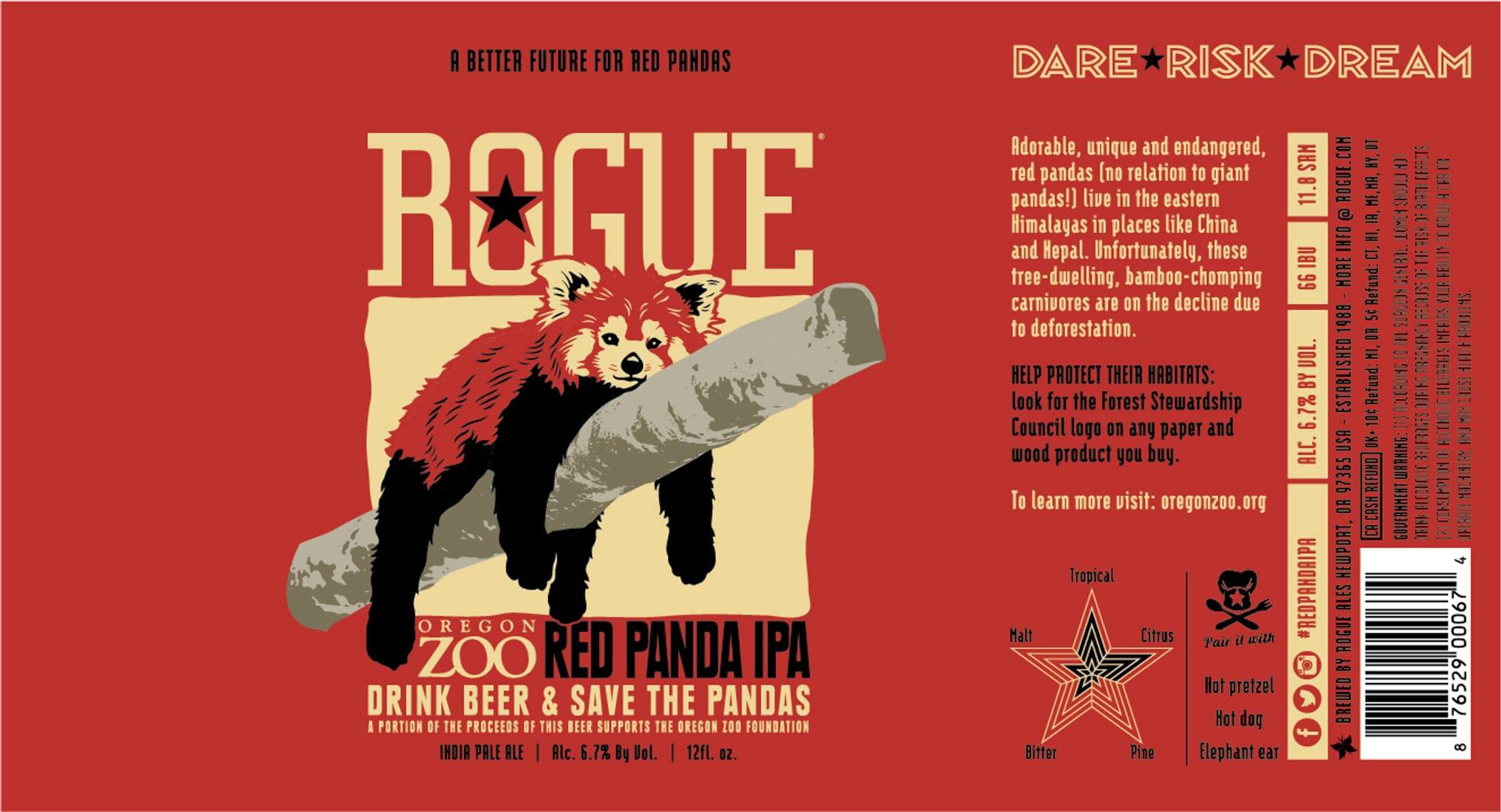 Zoo Red Panda IPA by Rogue Ales & Spirits - beer label