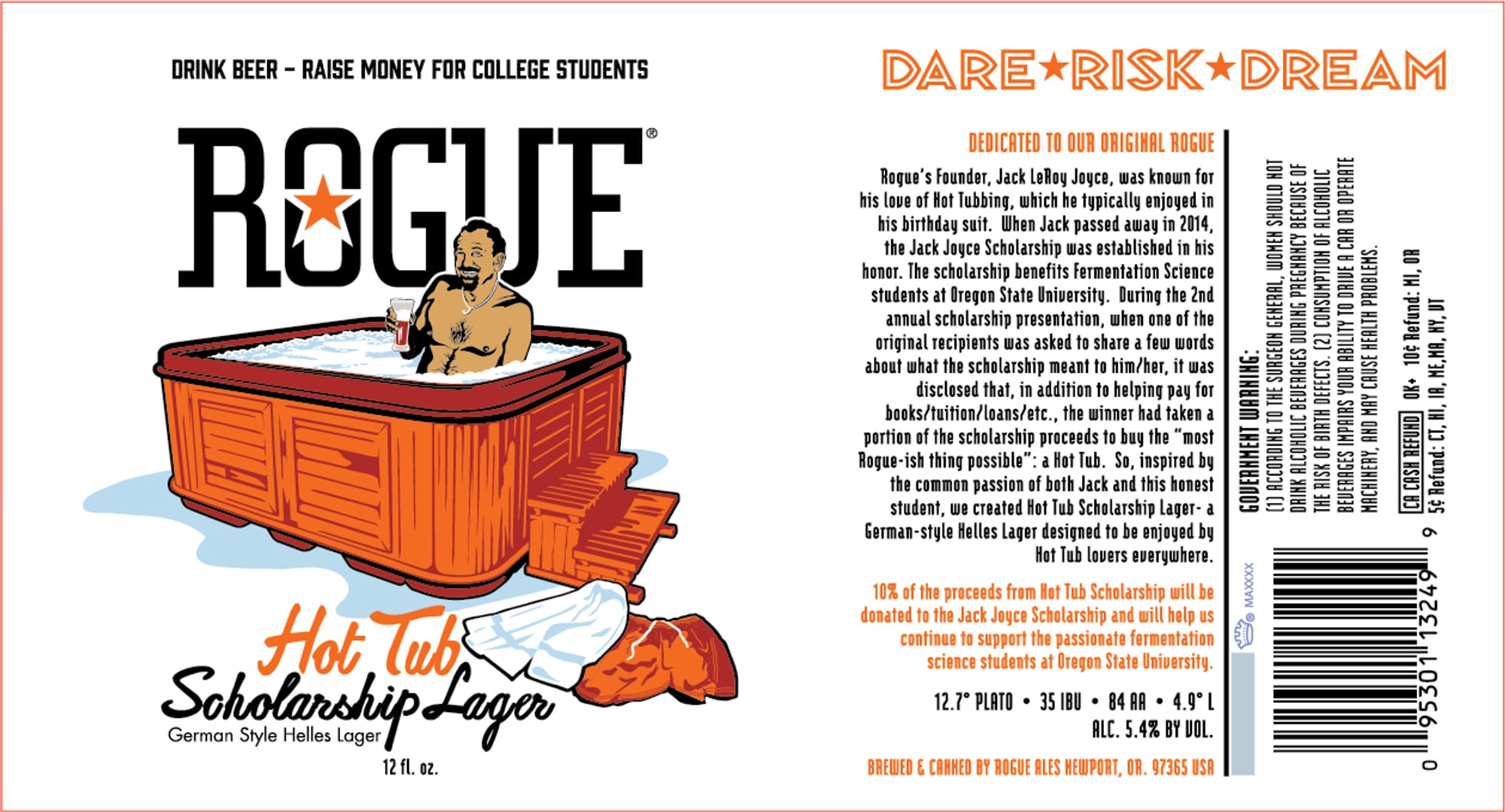 Hot Tub Scholarship Lager by Rogue Ales & Spirits - beer label