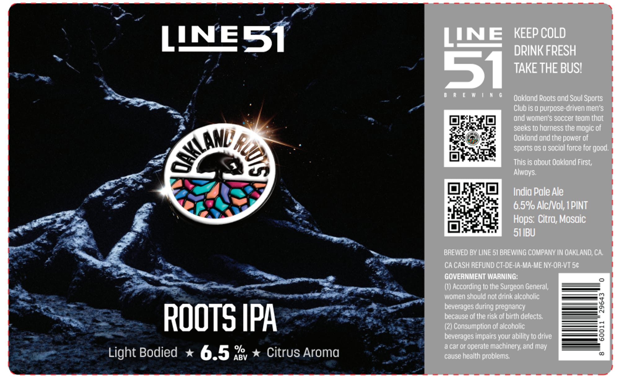Roots IPA by Line 51 Brewing - beer label