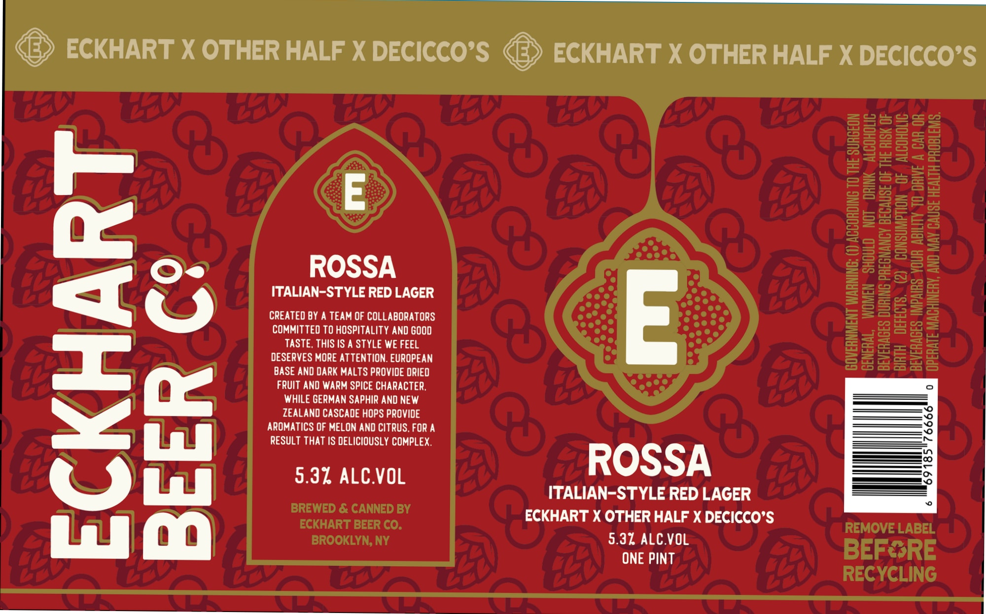Rossa by Eckhart Beer Co. - beer label