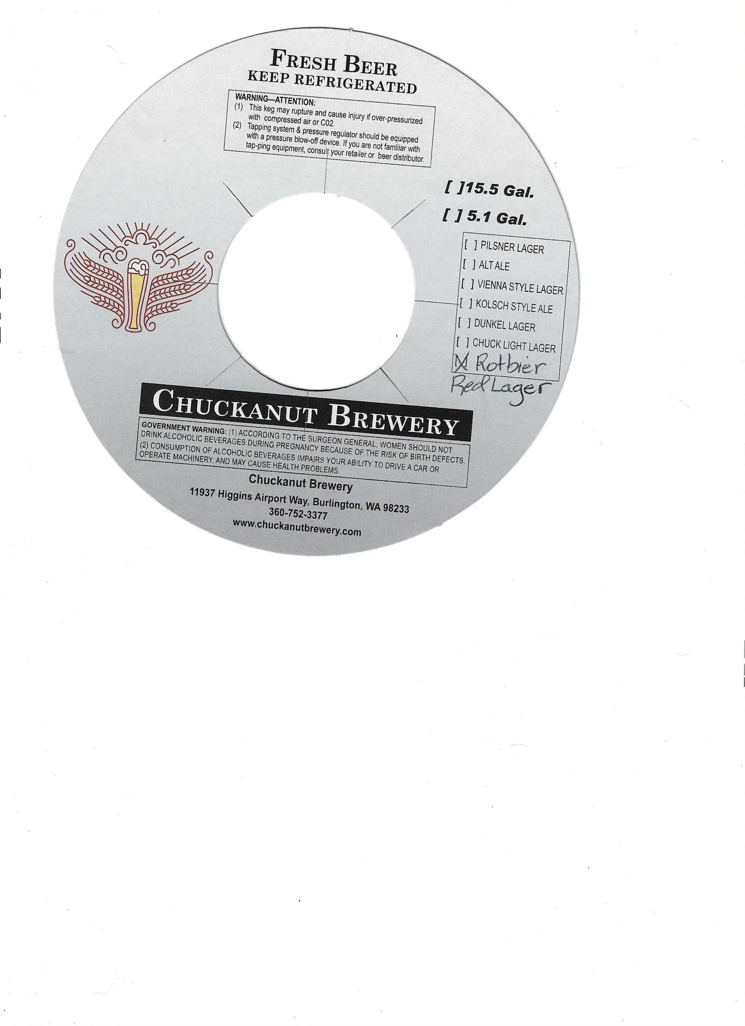 Rotbier Red Lager by Chuckanut Brewery - beer label