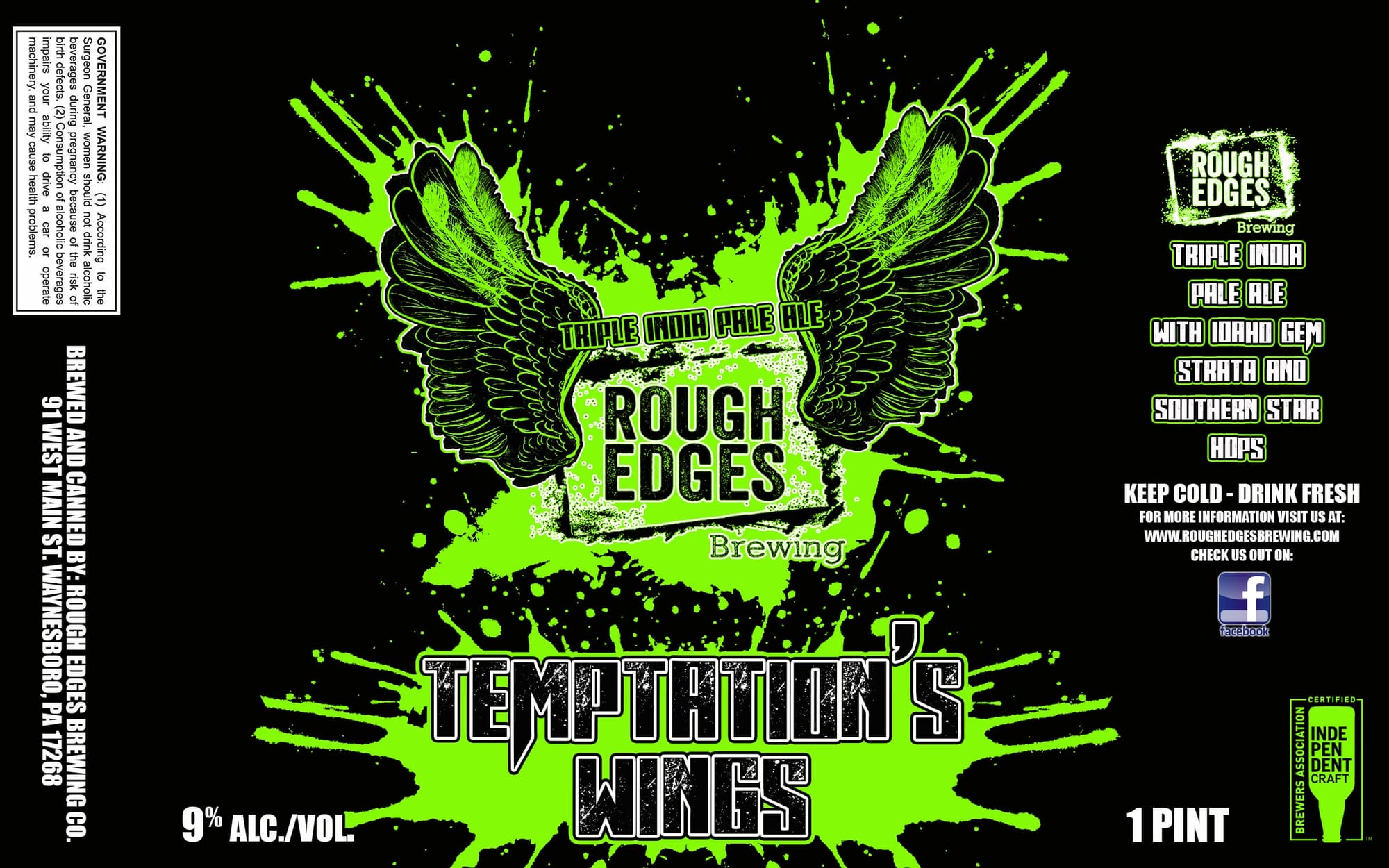 Temptation's Wings by Rough Edges Brewing - beer label