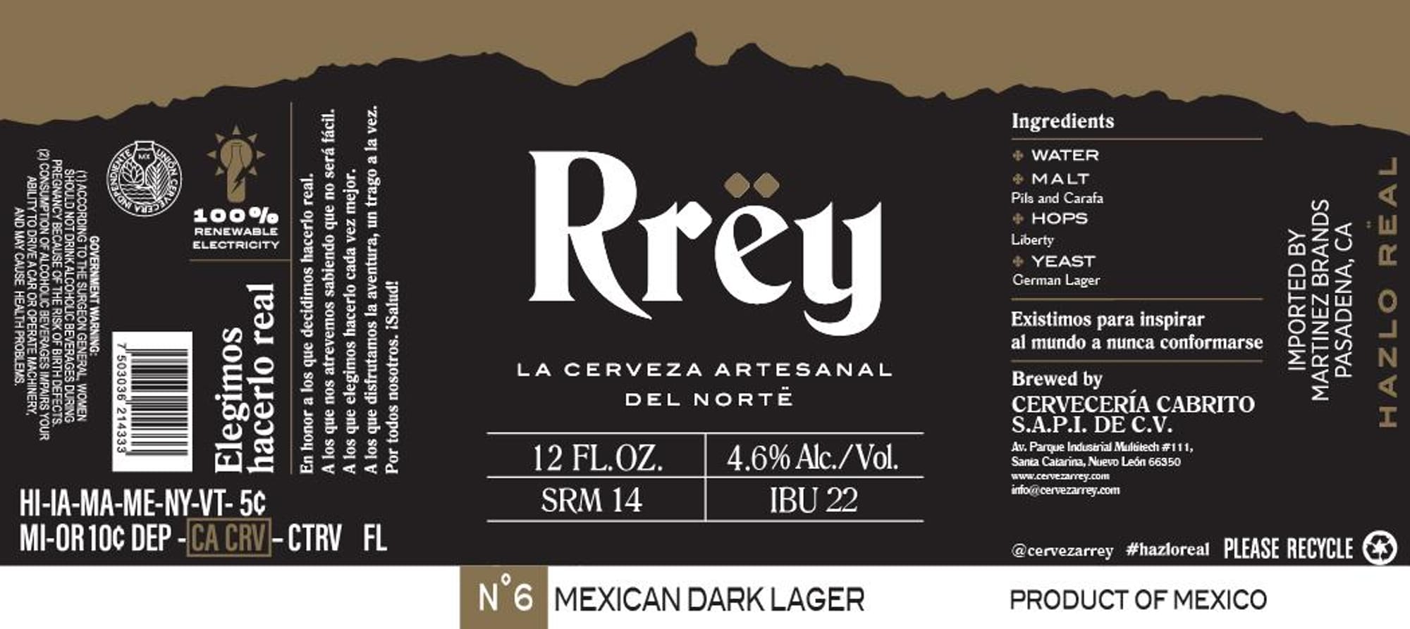Rrey by Cervecería Cabrito - beer label