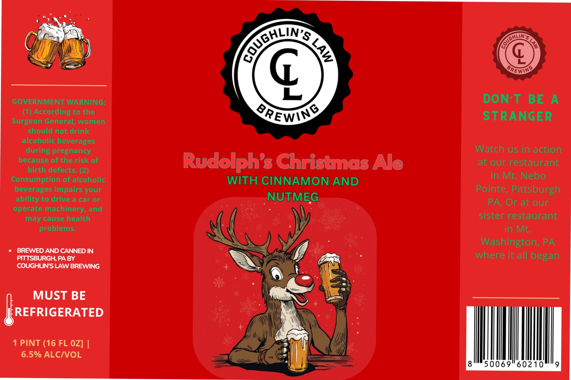 Rudolph’s Christmas Ale by Coughlin's Law Brewing - beer label