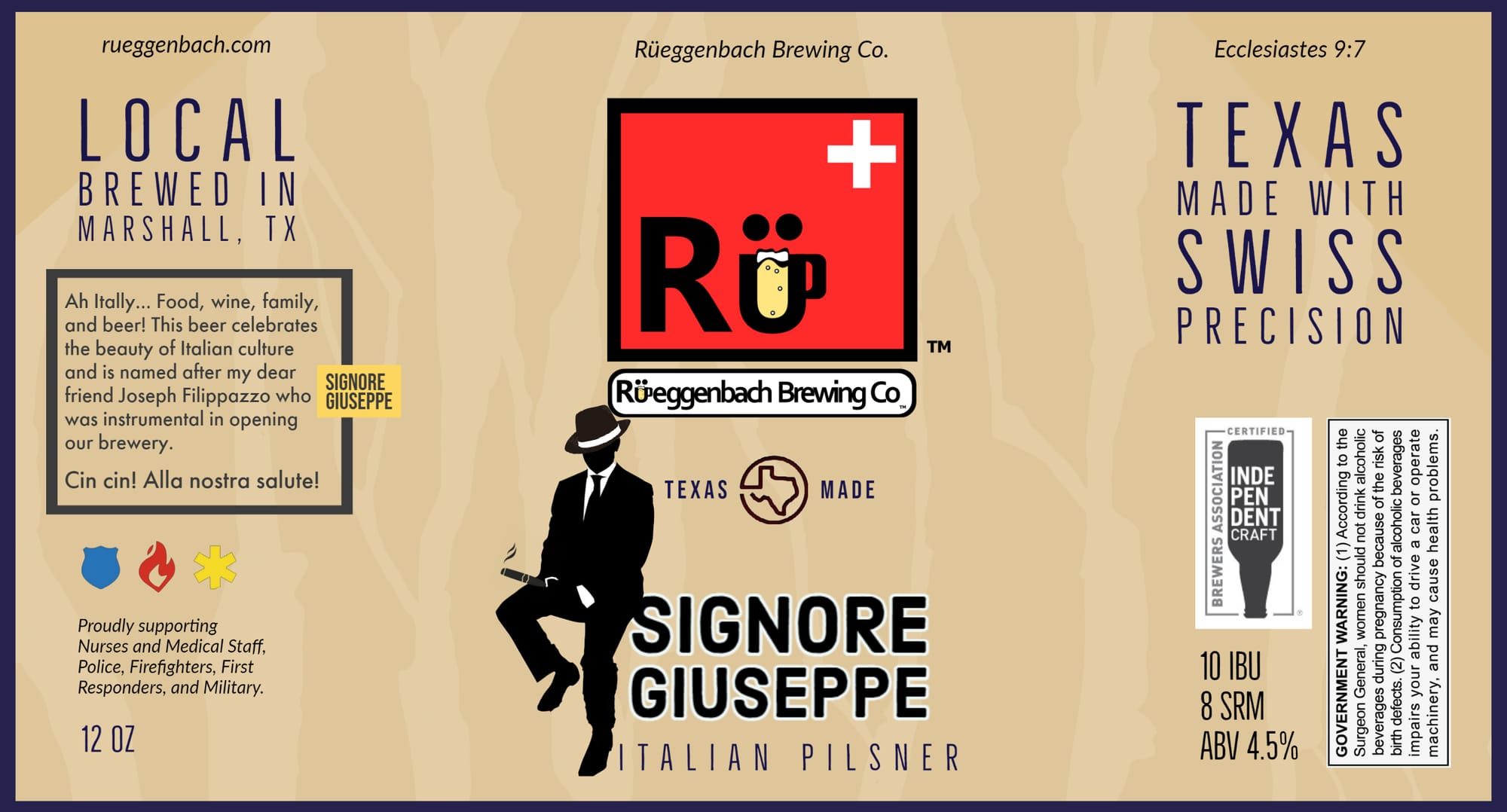Signore Giuseppe by Rüeggenbach Brewing Co. - beer label