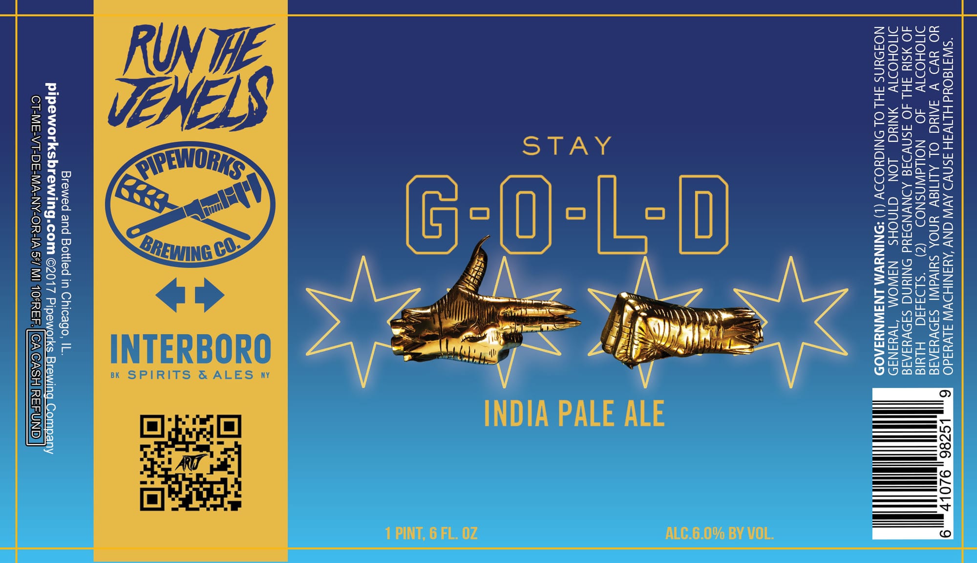 Run the Jewels G-O-L-D by Pipeworks Brewing Co. - beer label