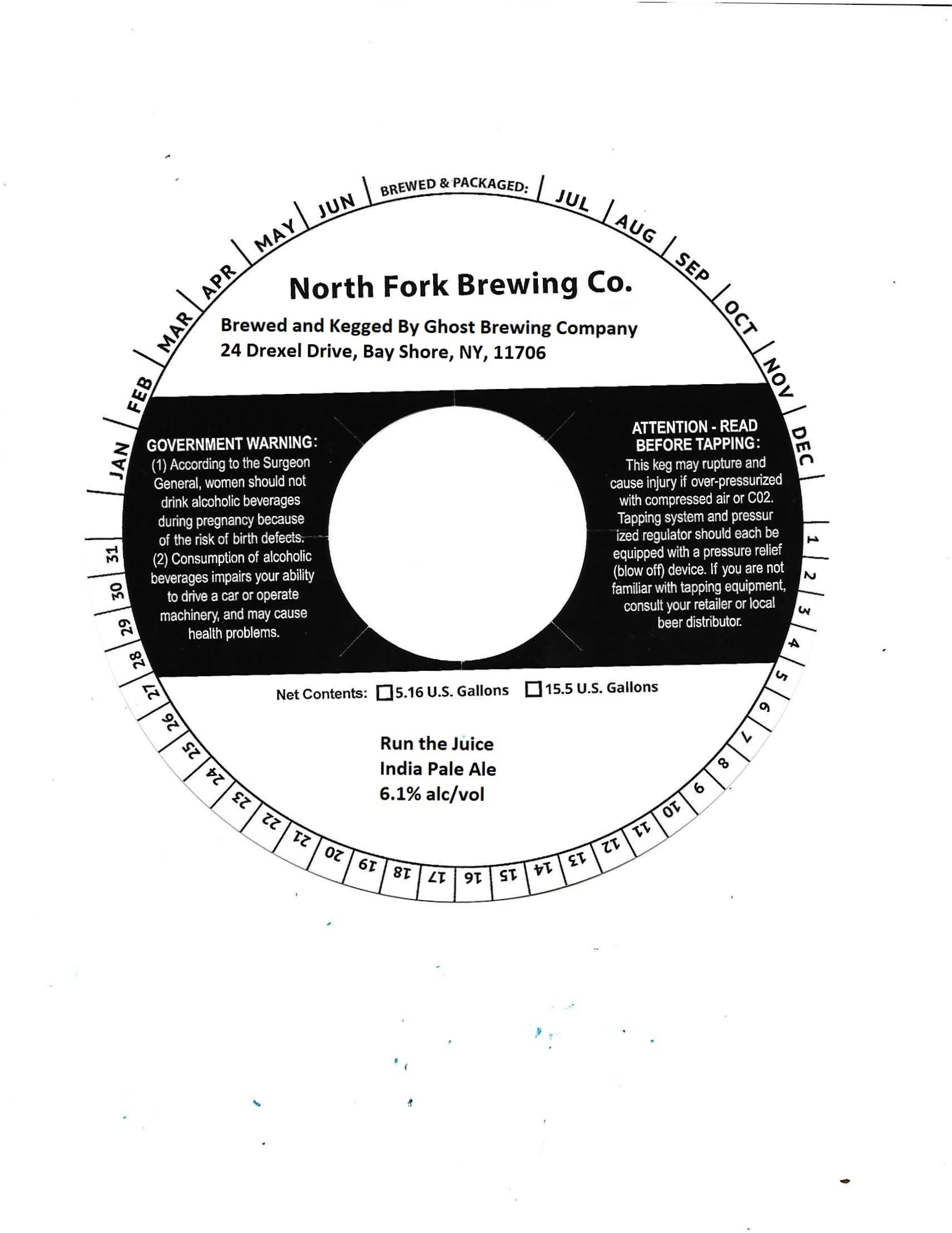 Run the Juice by North Fork Brewing Co. - beer label