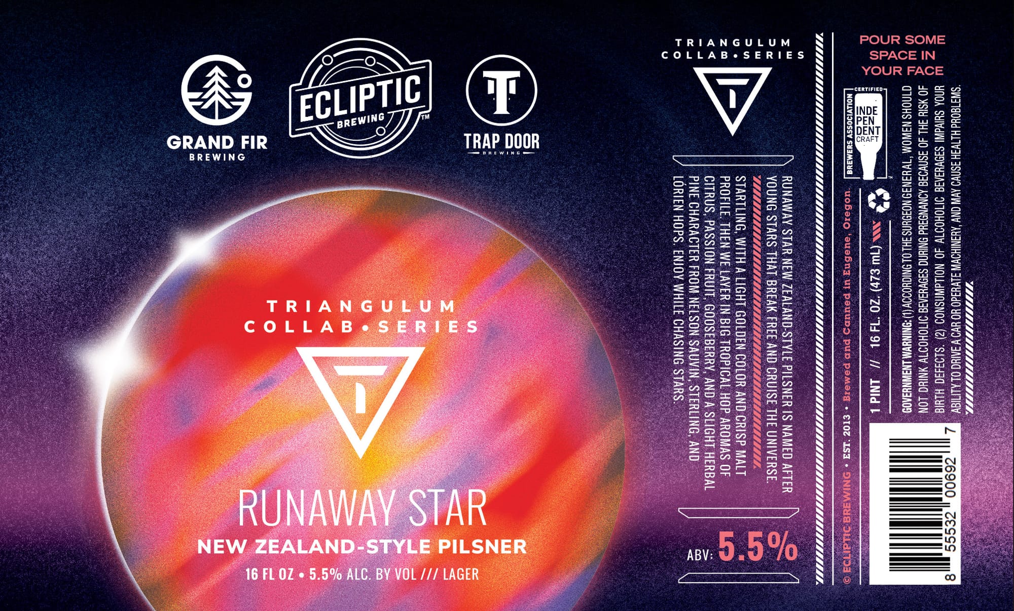 Runaway Star by Ecliptic Brewing & Grand Fir Brewing - beer label