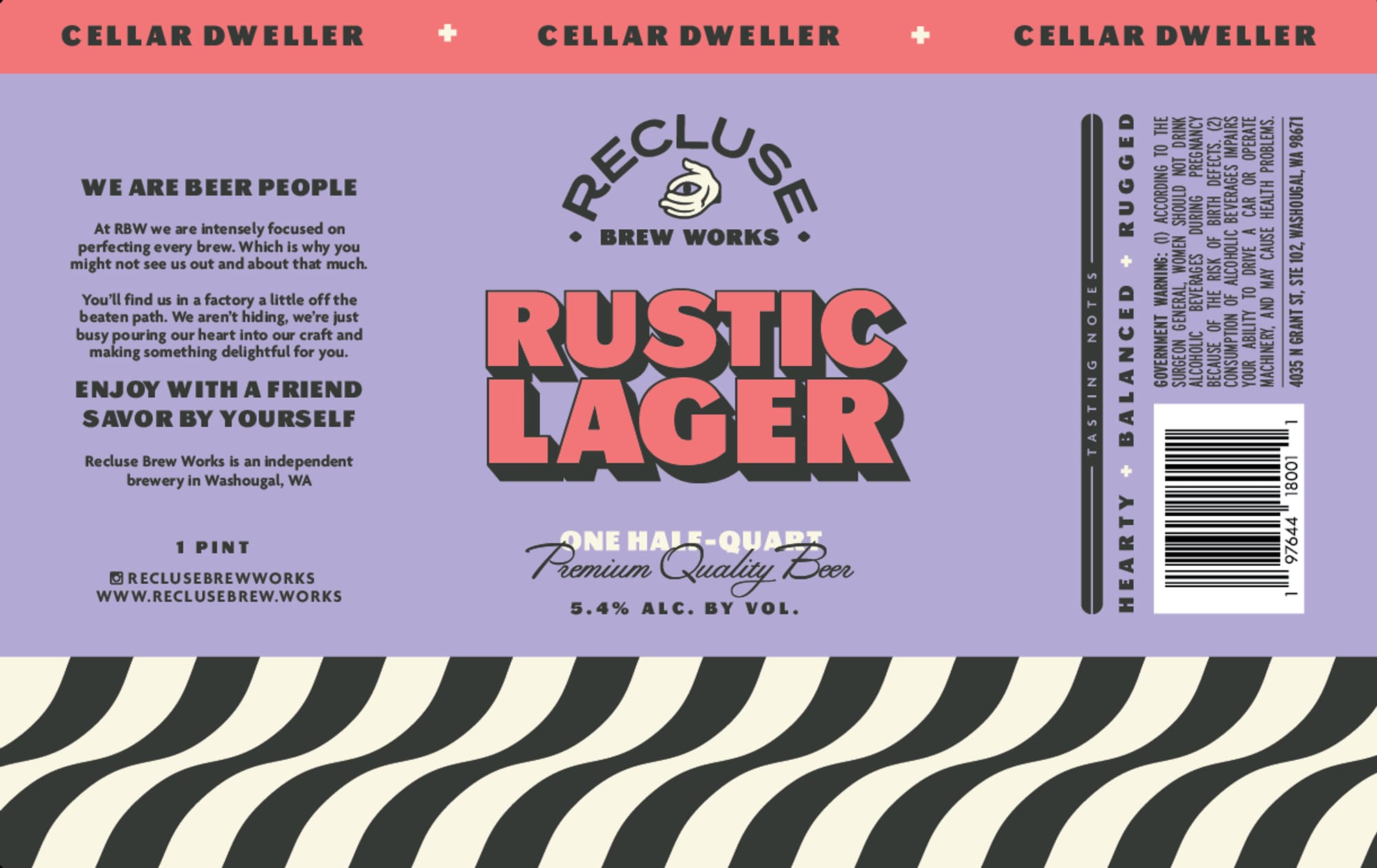 Rustic Lager by Recluse Brew Works - beer label