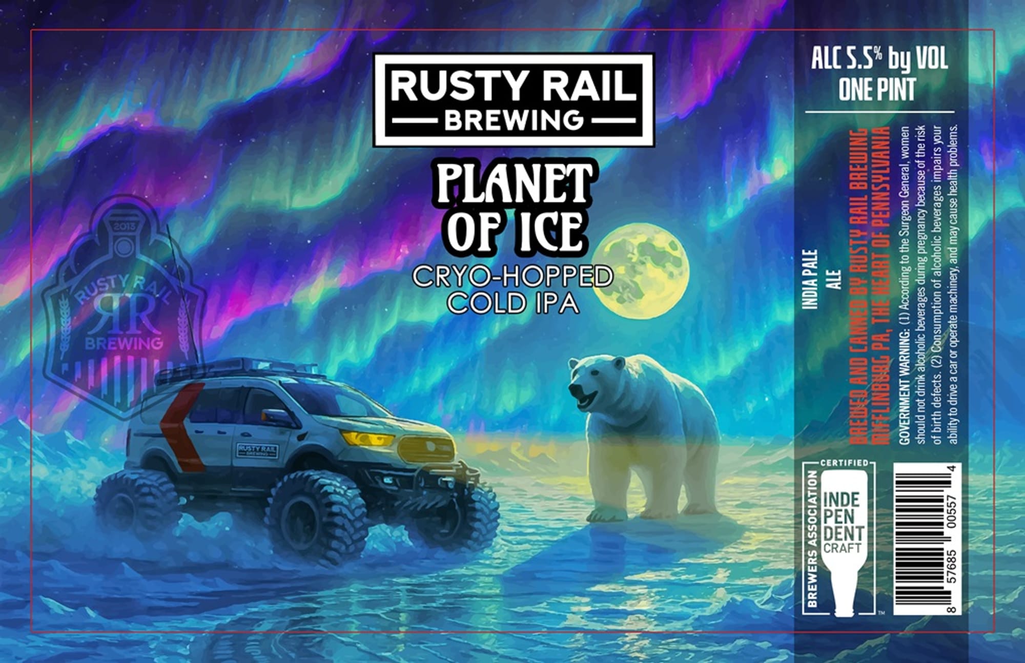Planet of Ice by Rusty Rail Brewing - beer label