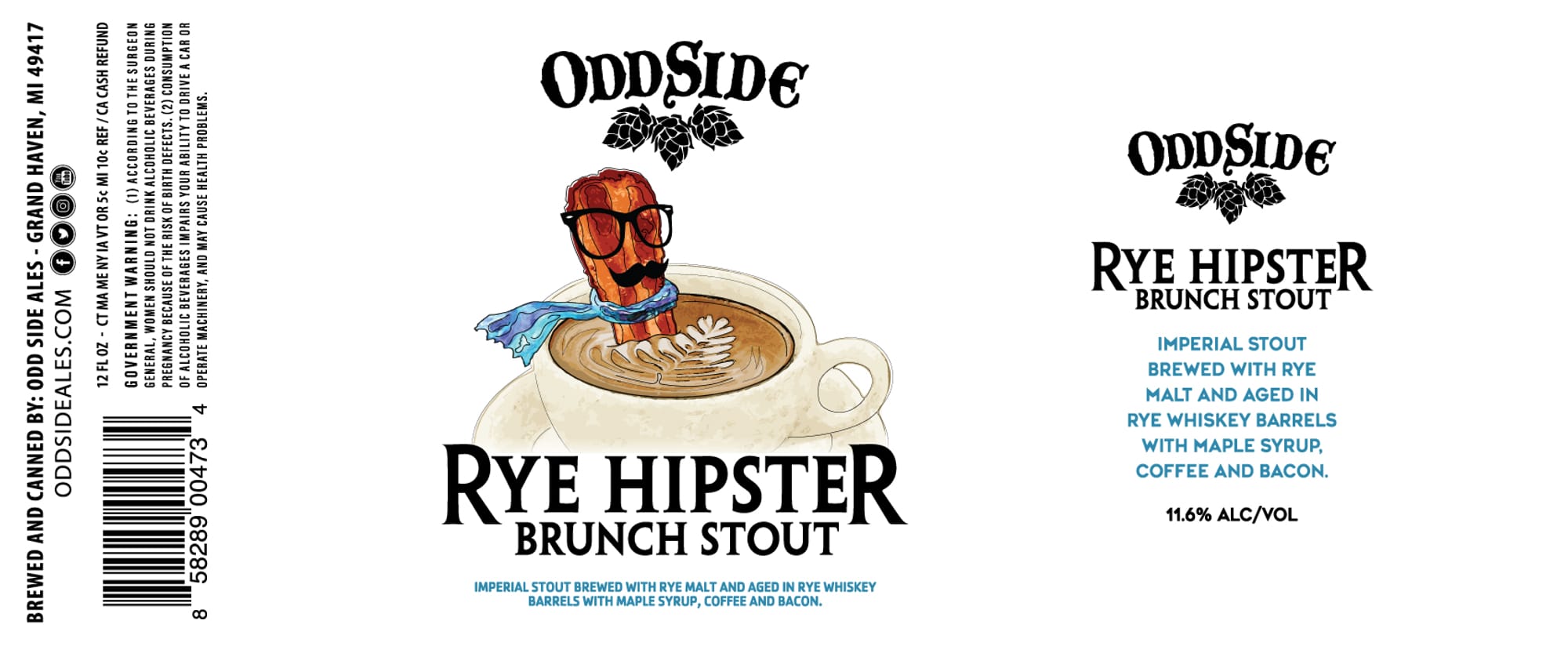 Rye Hipster Brunch Stout by Oddside Brewing - beer label