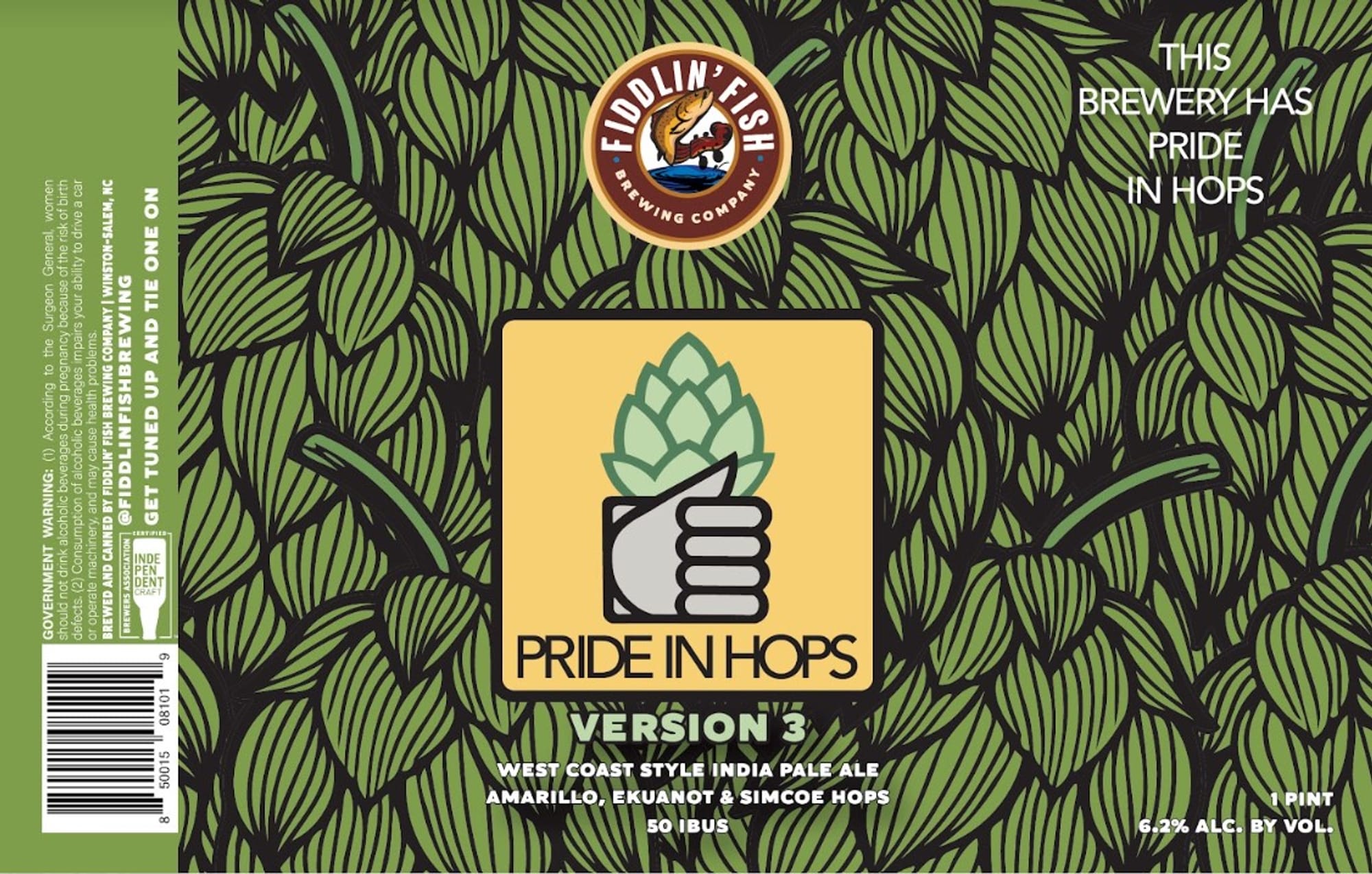 Pride in Hops – Version 3 by Fiddlin’ Fish Brewing Company - beer label