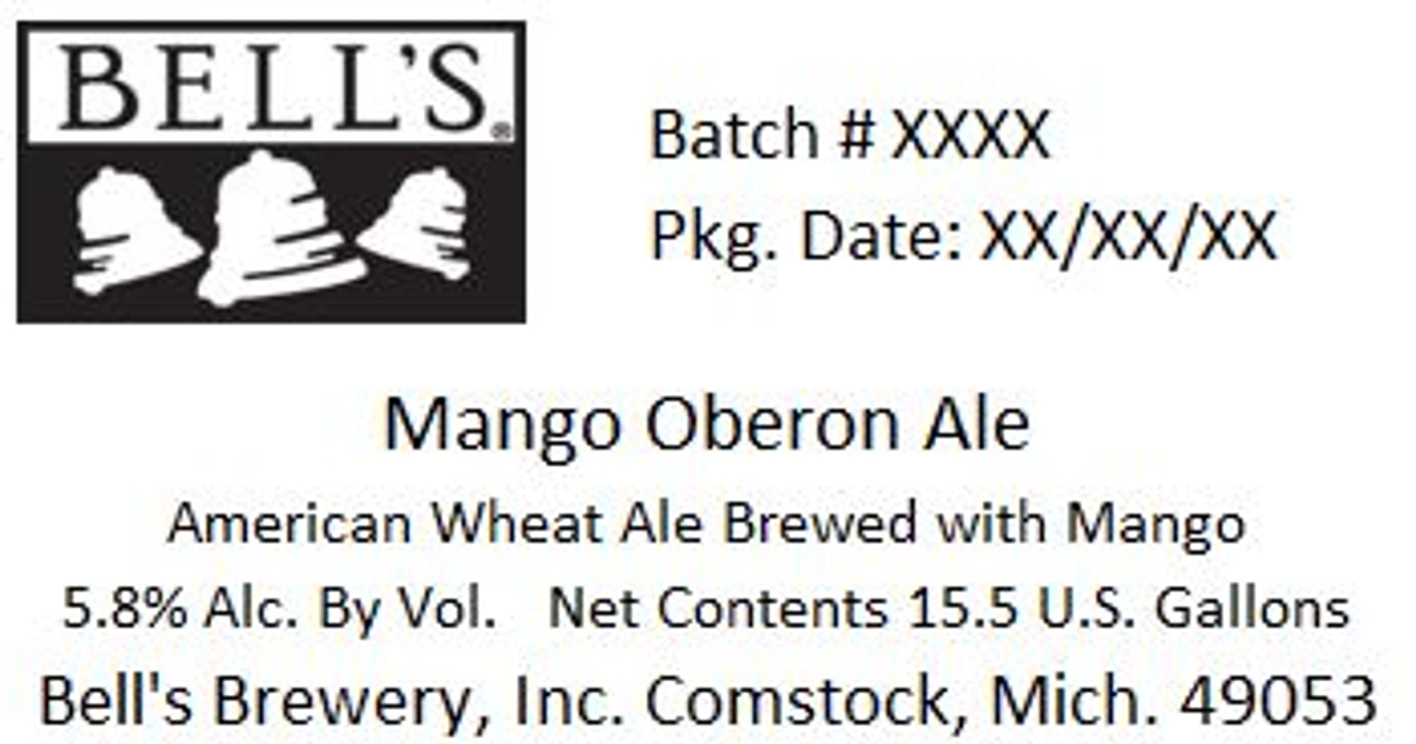 Mango Oberon Ale by Bell's Brewery - beer label