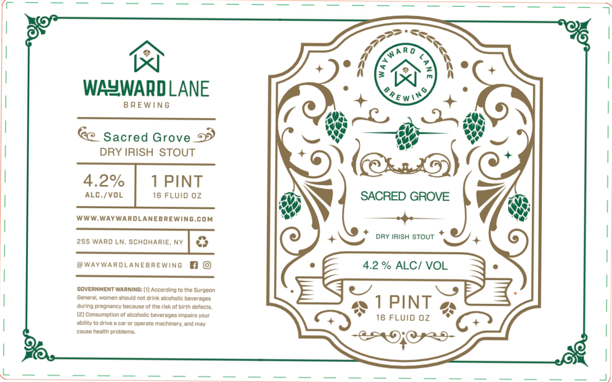 Sacred Grove by Wayward Lane Brewing - beer label