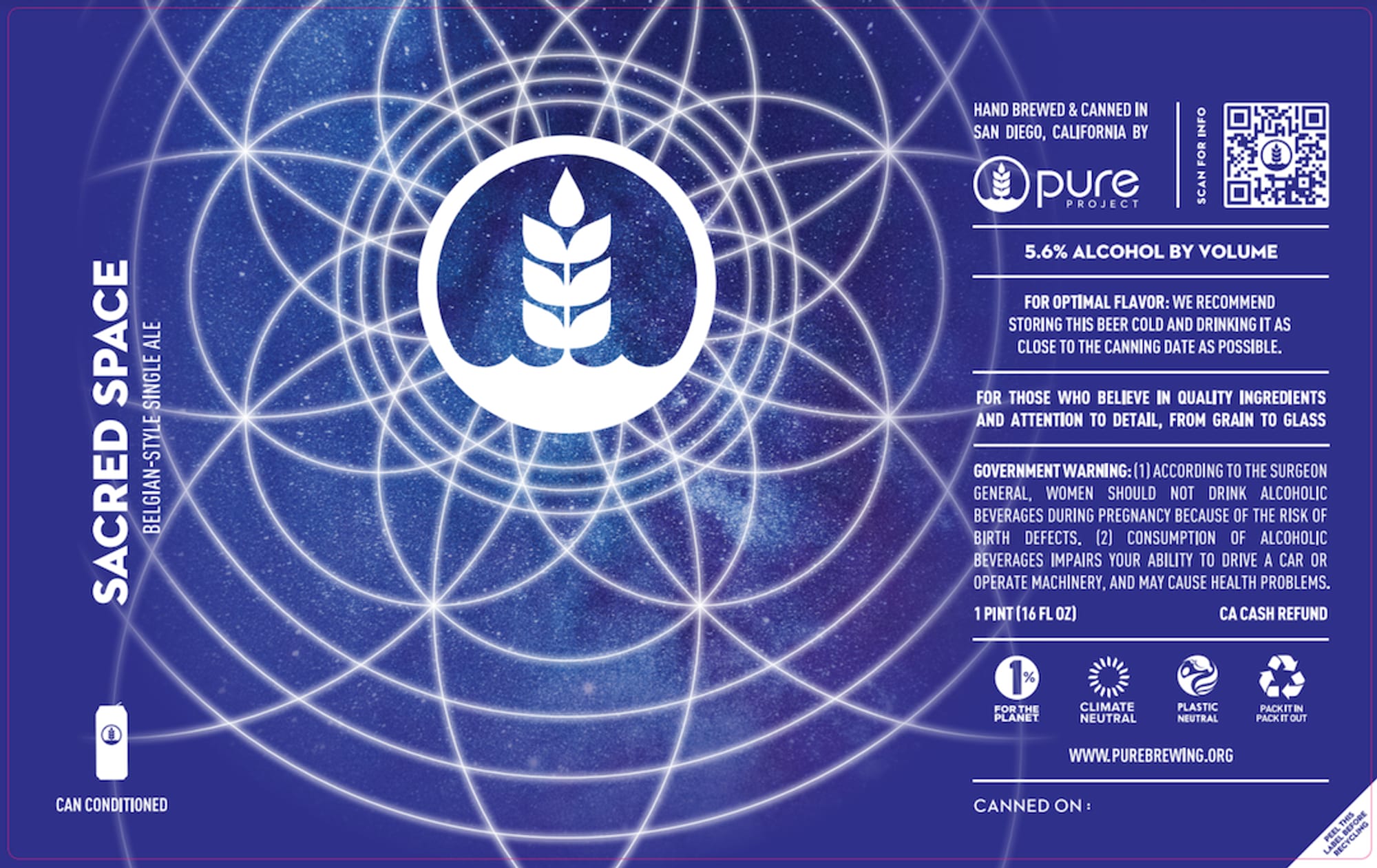 Sacred Space by Pure Project - beer label