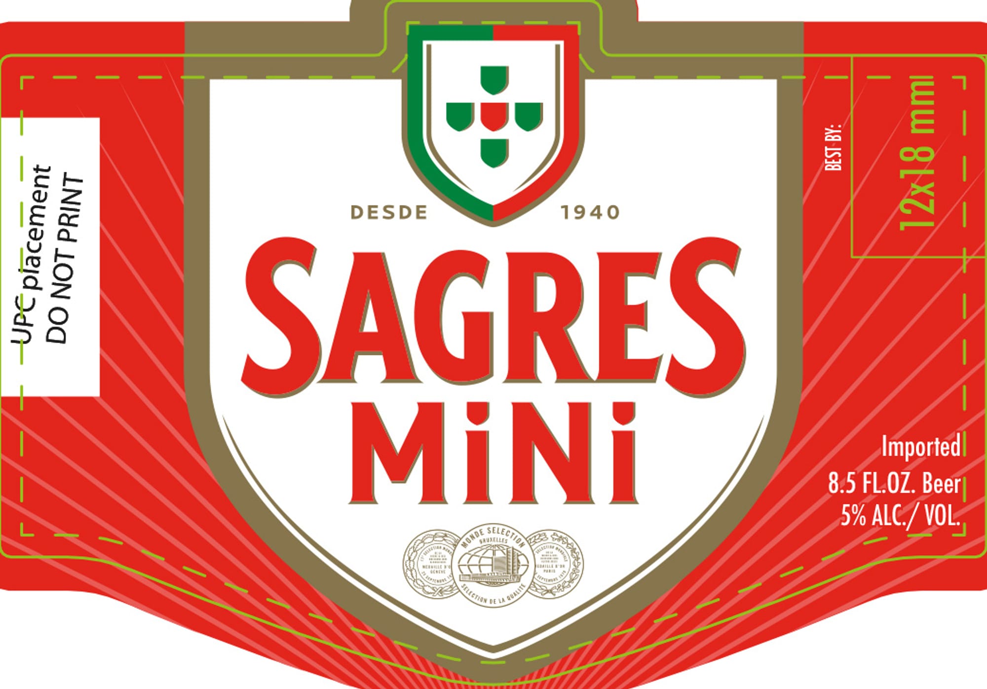 Sagres Mini by Sociedade Central de Cervejas - beer label