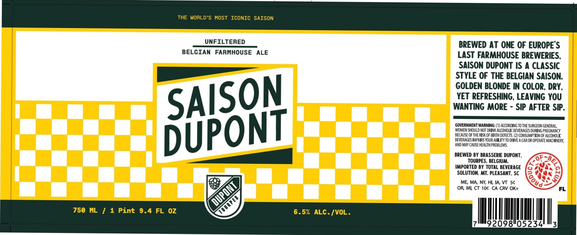 Saison Dupont by Brasserie Dupont - beer label