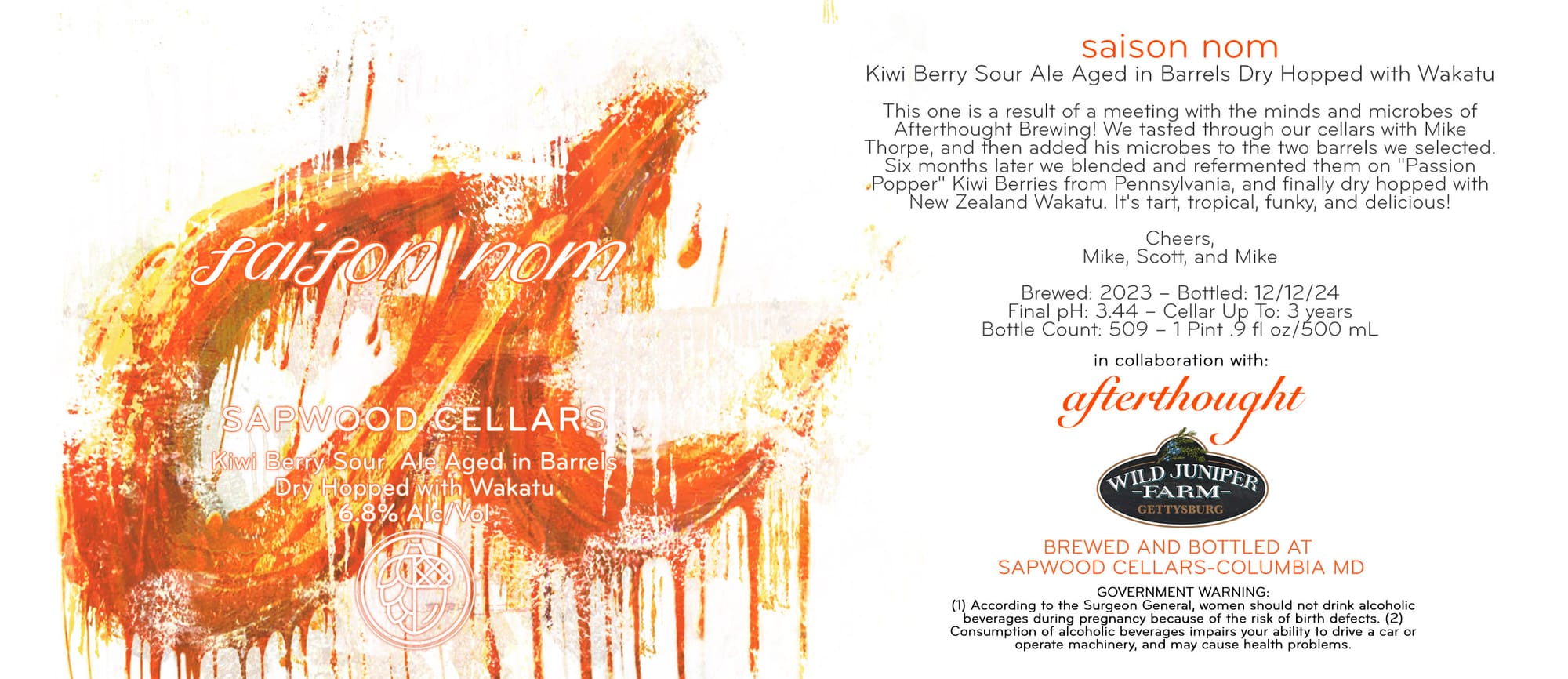 Saison Nom by Sapwood Cellars - beer label