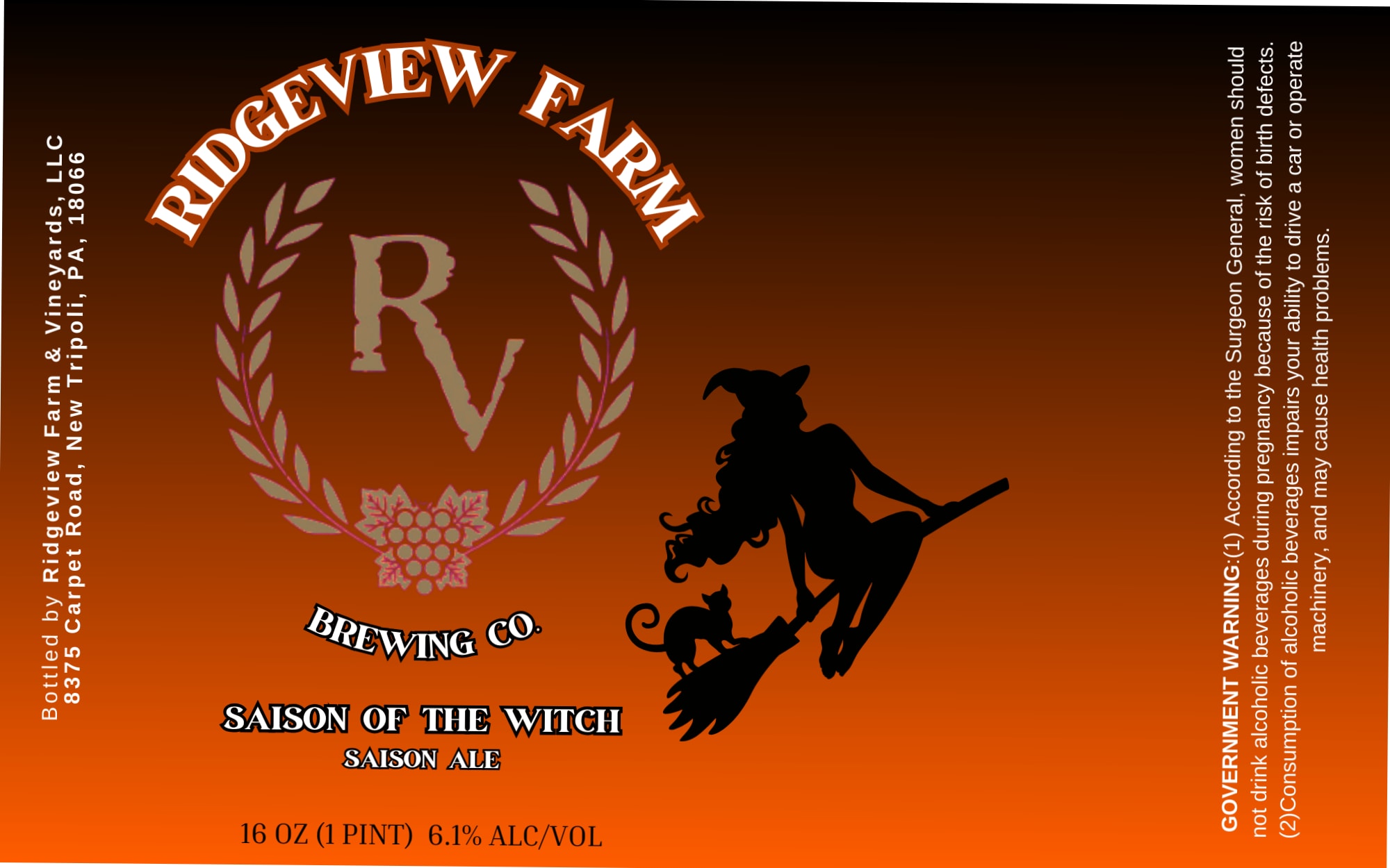 Saison of the Witch by Ridgeview Farm Brewing Co. - beer label