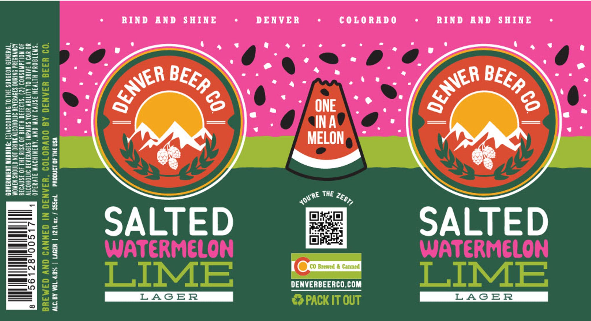 Salted Watermelon Lime Lager by Denver Beer Co. - beer label
