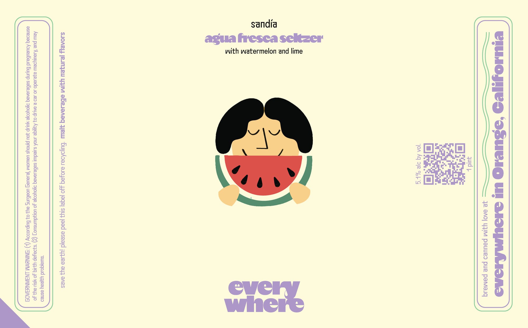 Sandía Agua Fresca Seltzer by Everywhere - beer label