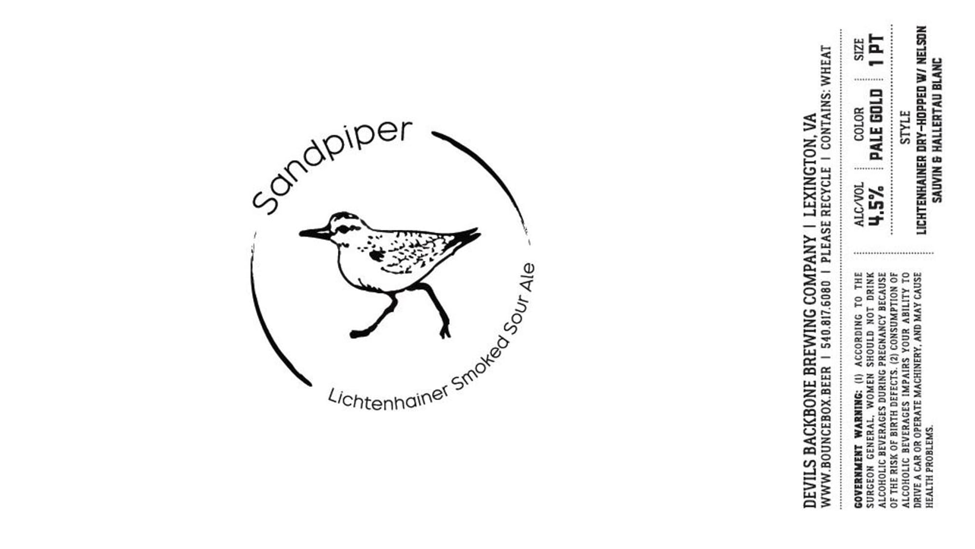 Sandpiper by Devils Backbone Brewing Company - beer label
